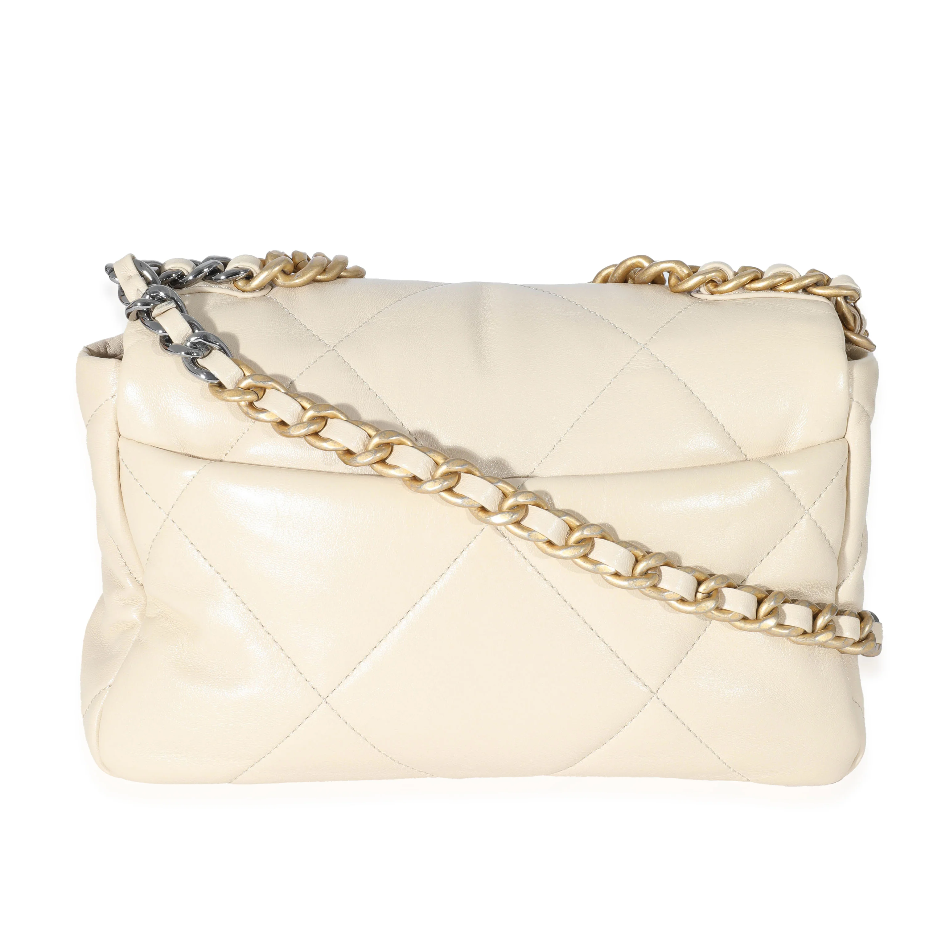 Chanel 21P Beige Goatskin Medium Chanel 19 Flap Bag - Image 3