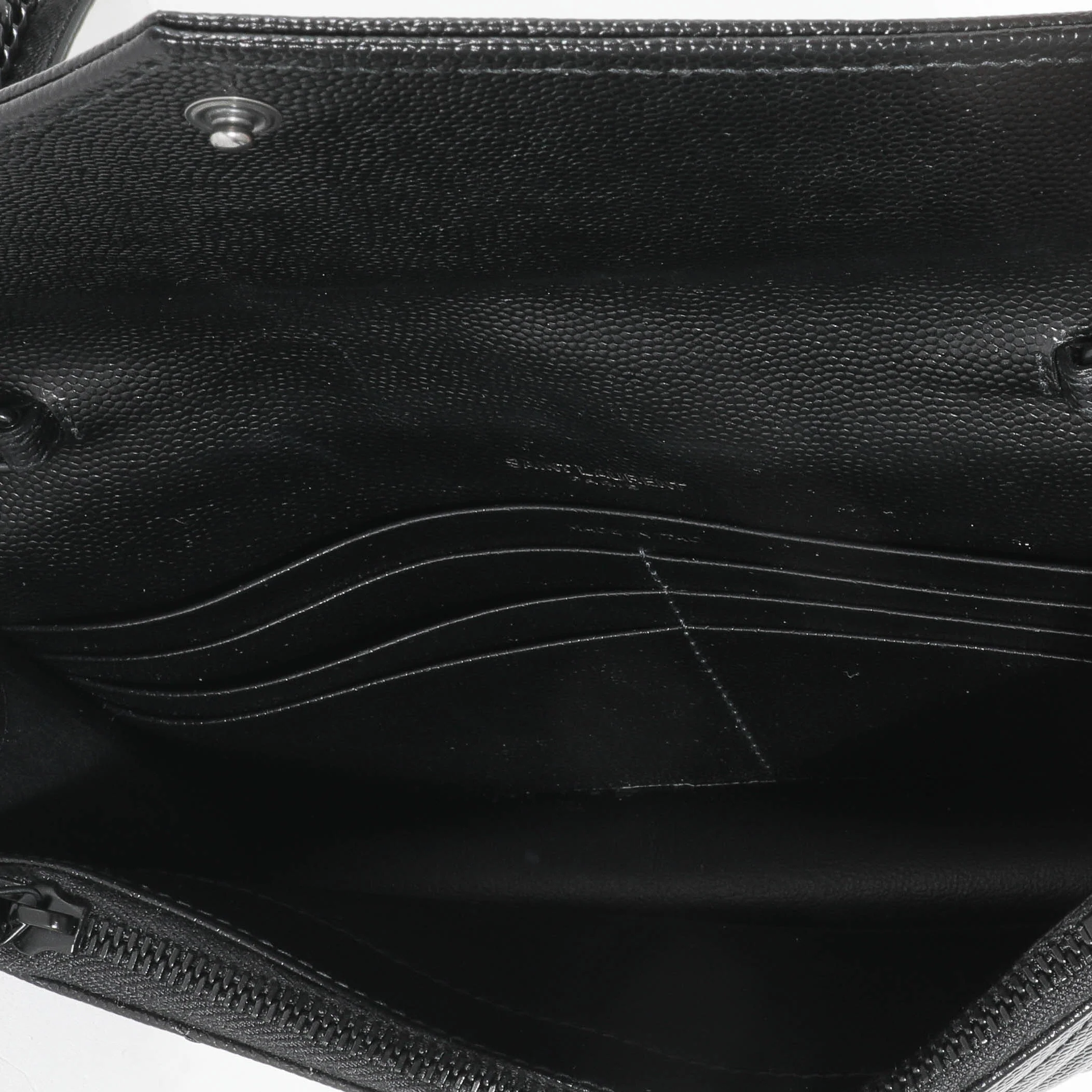 Saint Laurent Black Grain De Poudre Envelope Chain Wallet - Image 8