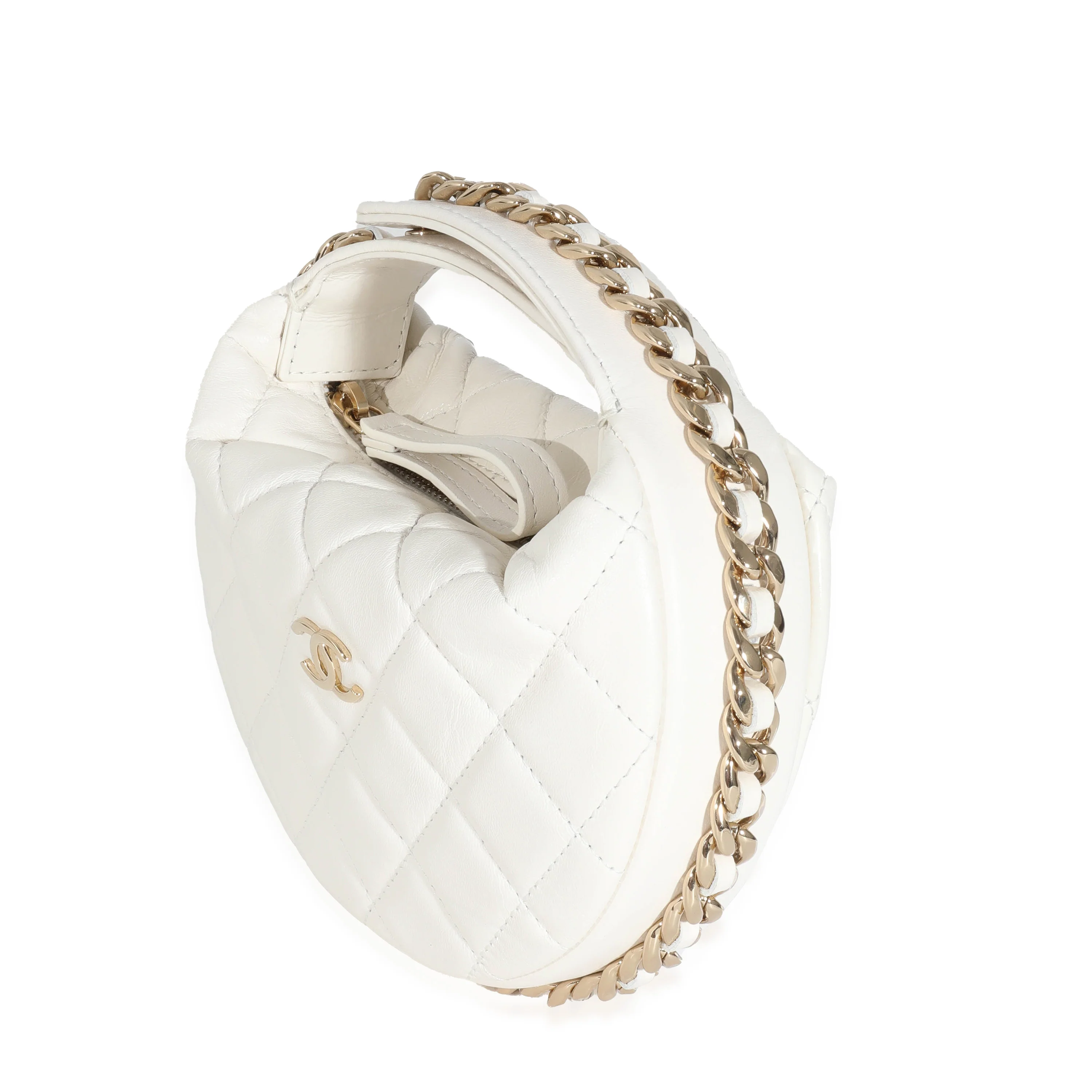 Chanel White Quilted Lambskin Chain Around Mini Pouch - Image 2