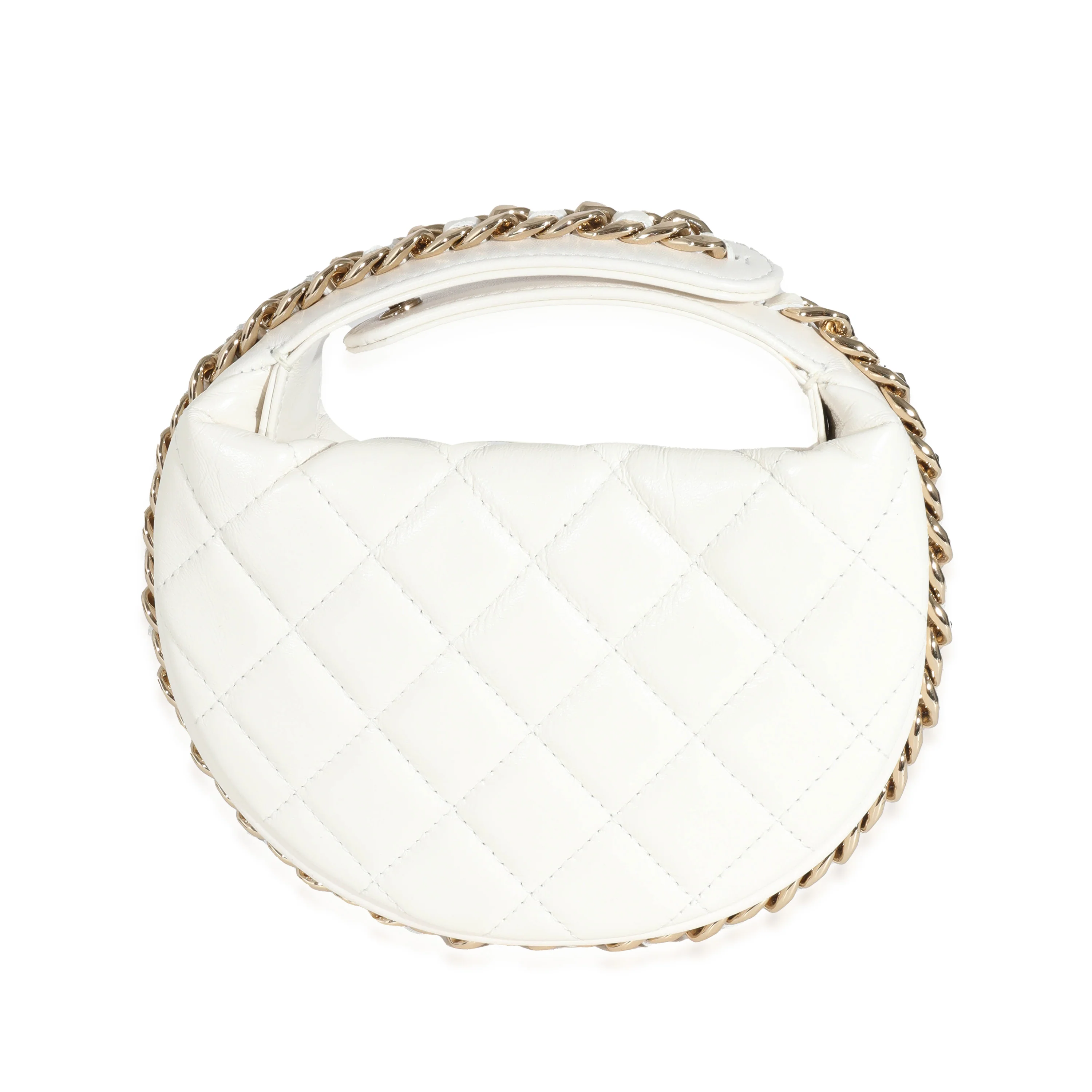 Chanel White Quilted Lambskin Chain Around Mini Pouch - Image 3