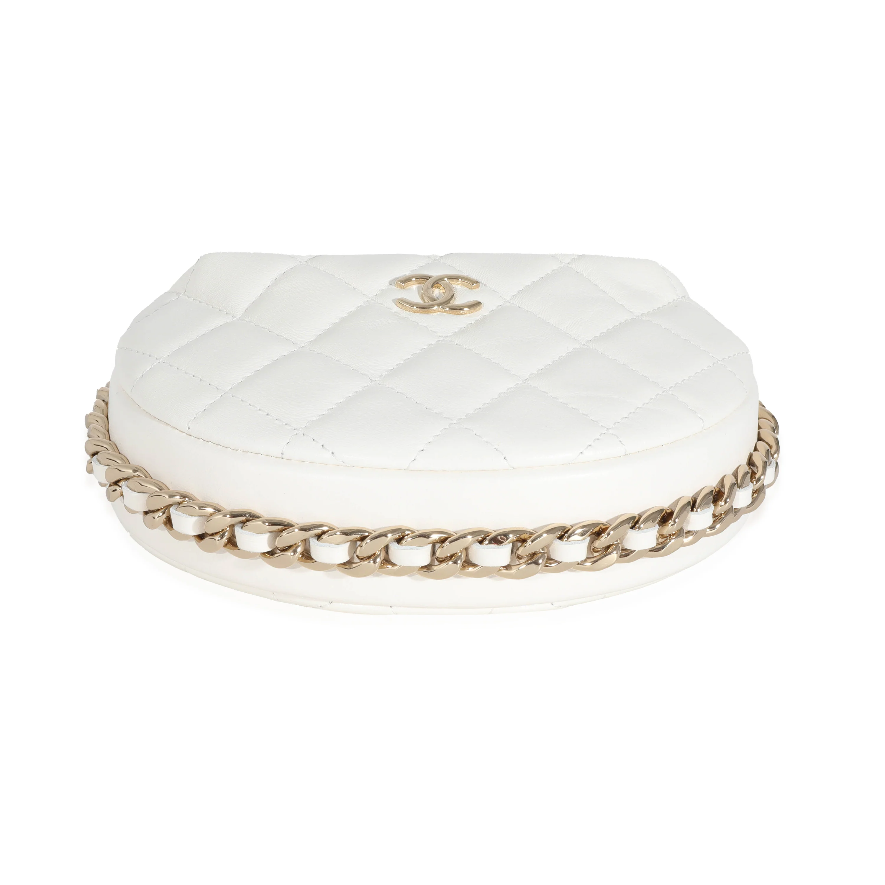 Chanel White Quilted Lambskin Chain Around Mini Pouch - Image 4