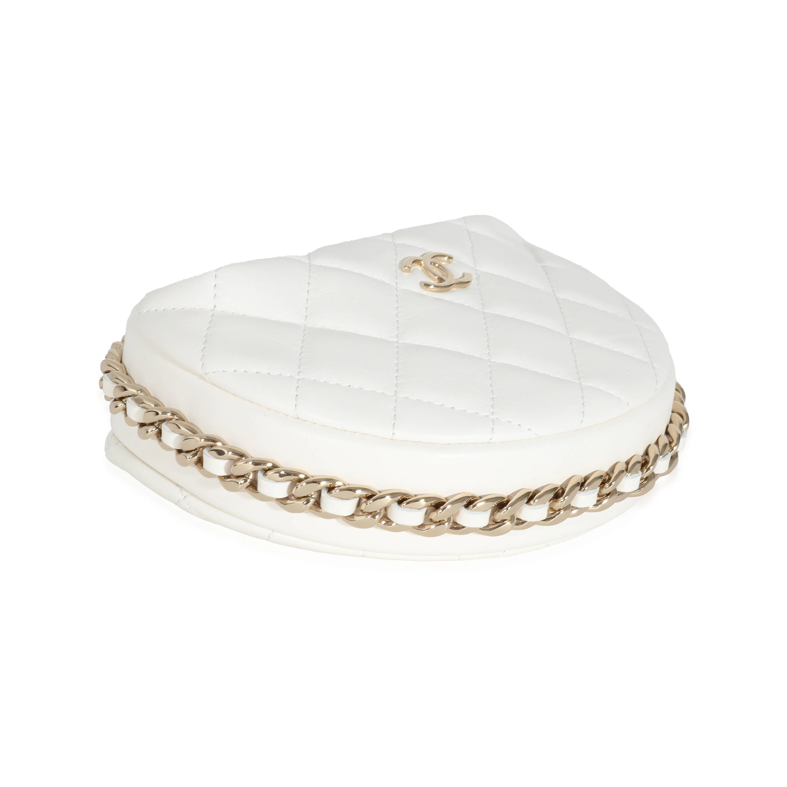 Chanel White Quilted Lambskin Chain Around Mini Pouch - Image 5