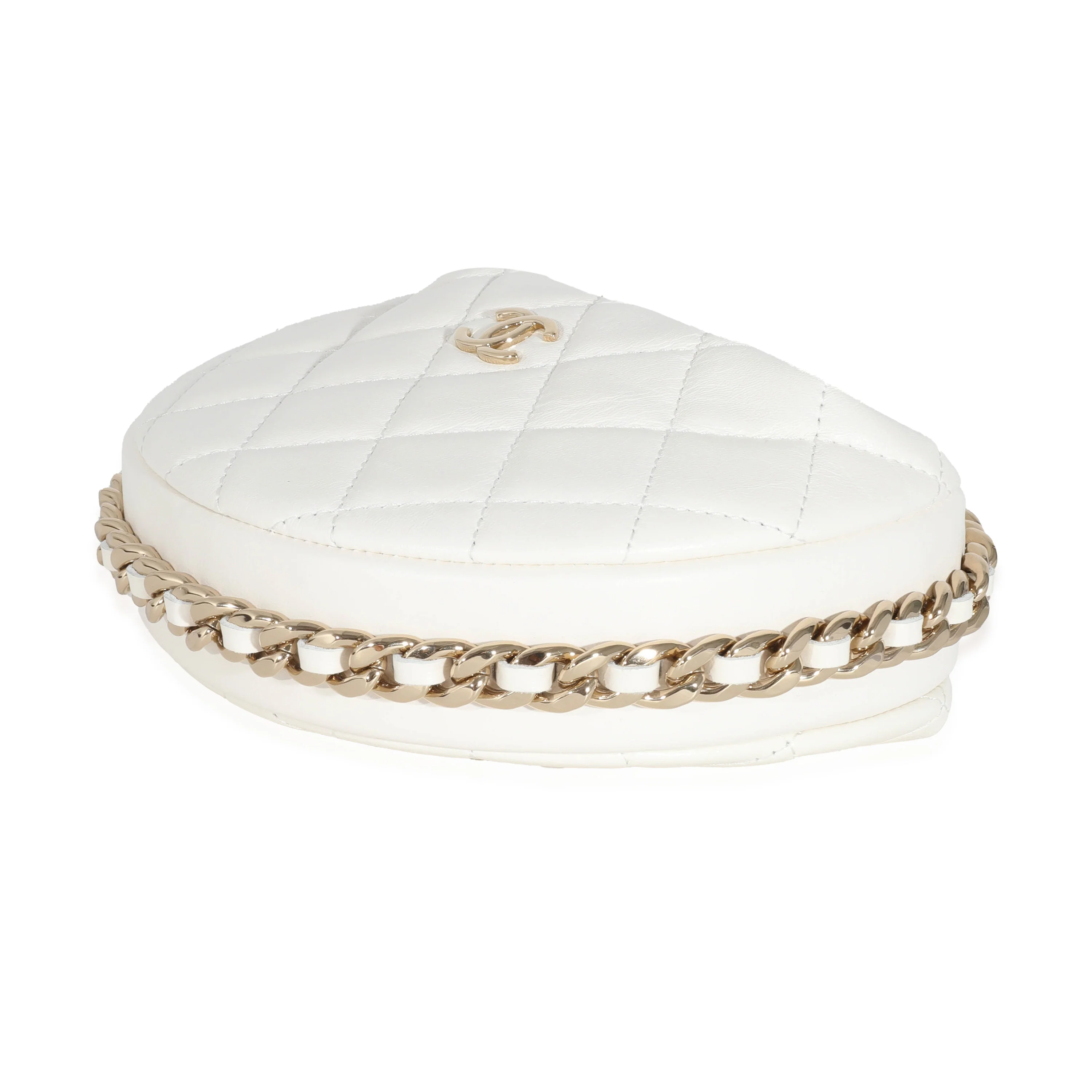 Chanel White Quilted Lambskin Chain Around Mini Pouch - Image 6