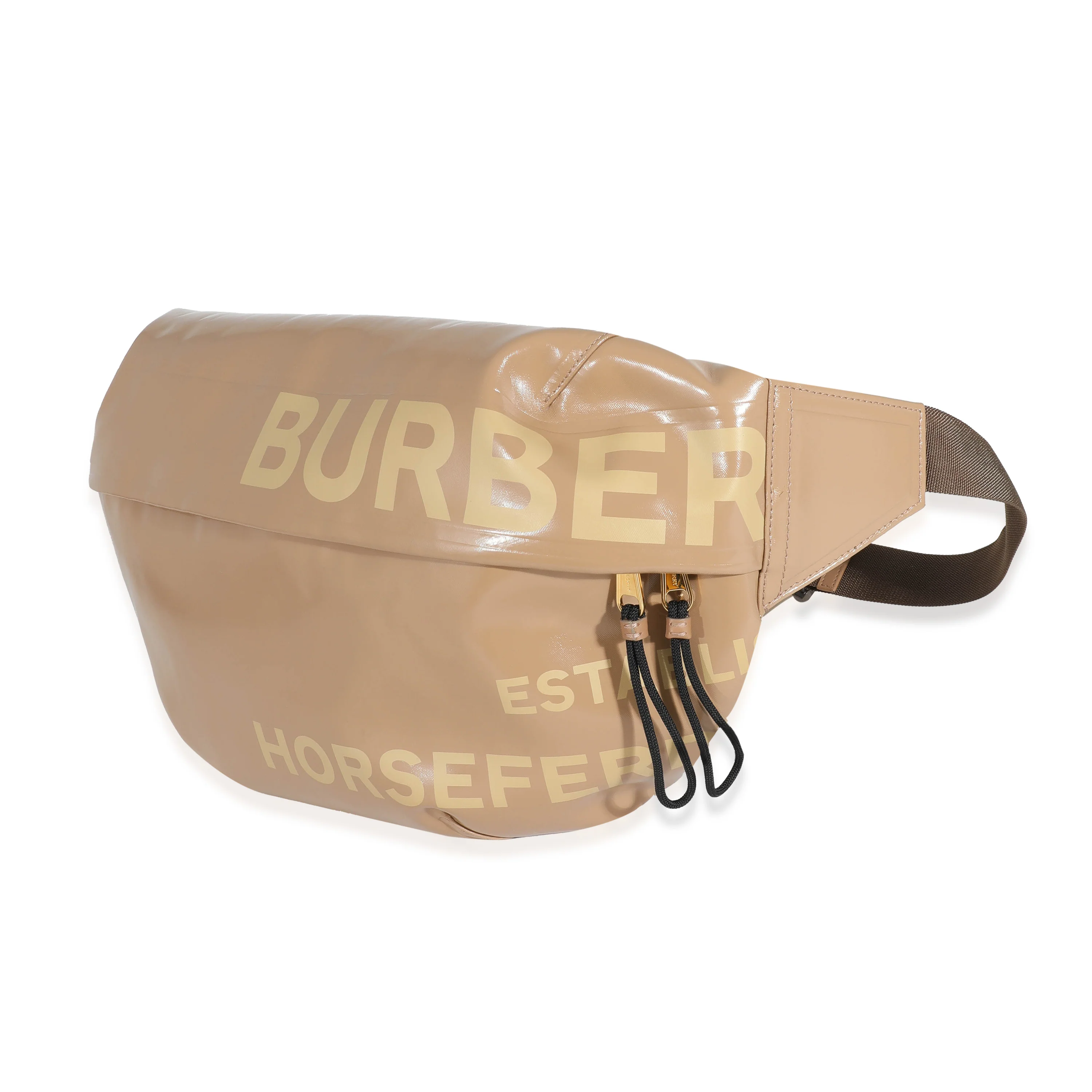 Burberry Beige Coated Canvas Horseferry Sonny XL Bum Bag - Image 2