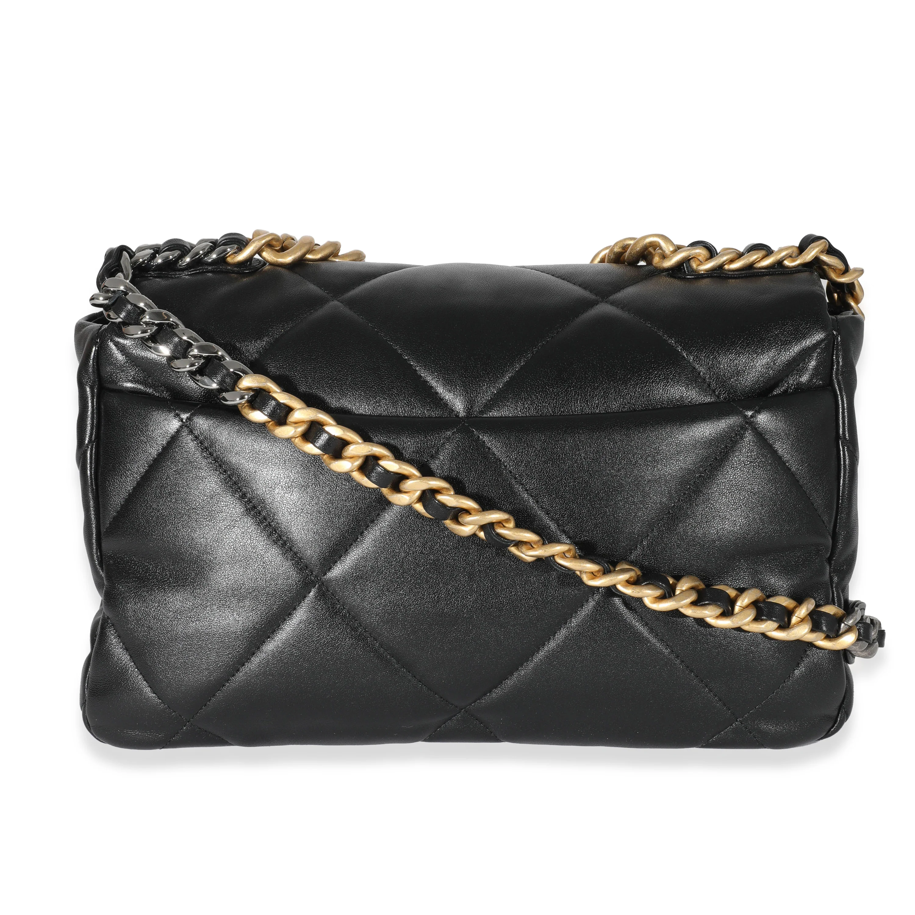Chanel Black Quilted Goatskin Chanel 19 Flap Bag - Image 3