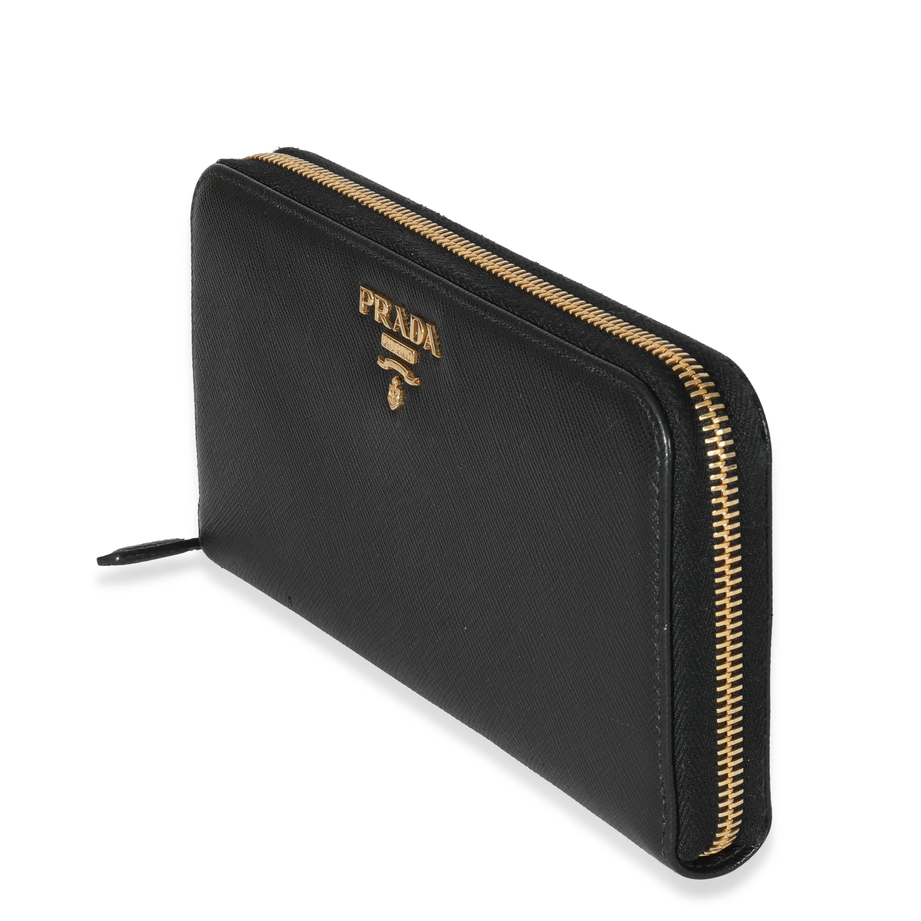 Prada Black Saffiano Long Zip Around Wallet - Image 2