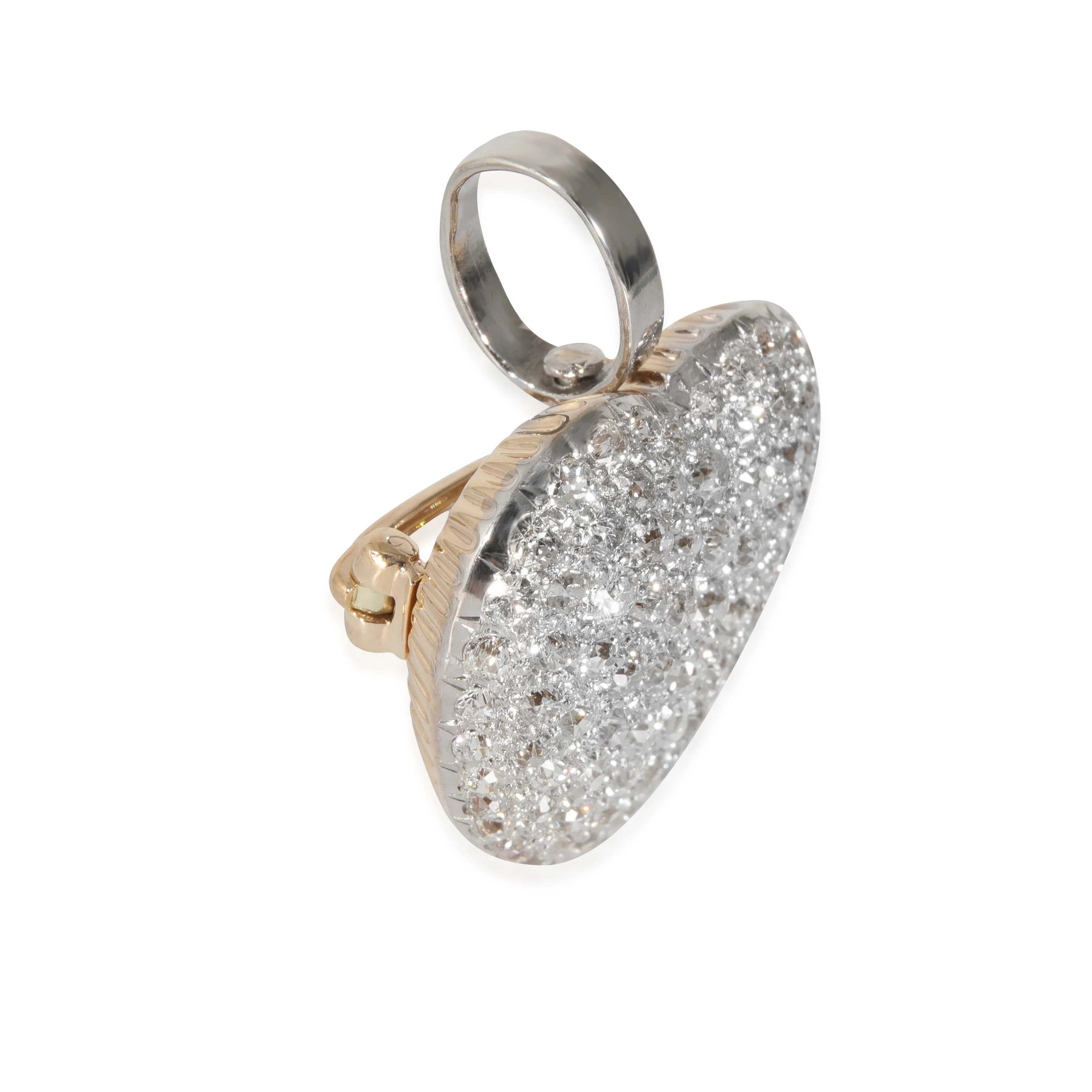Vintage Diamond Heart Brooch in 14k White Gold/Yellow Gold 3.75 CTW - Image 2