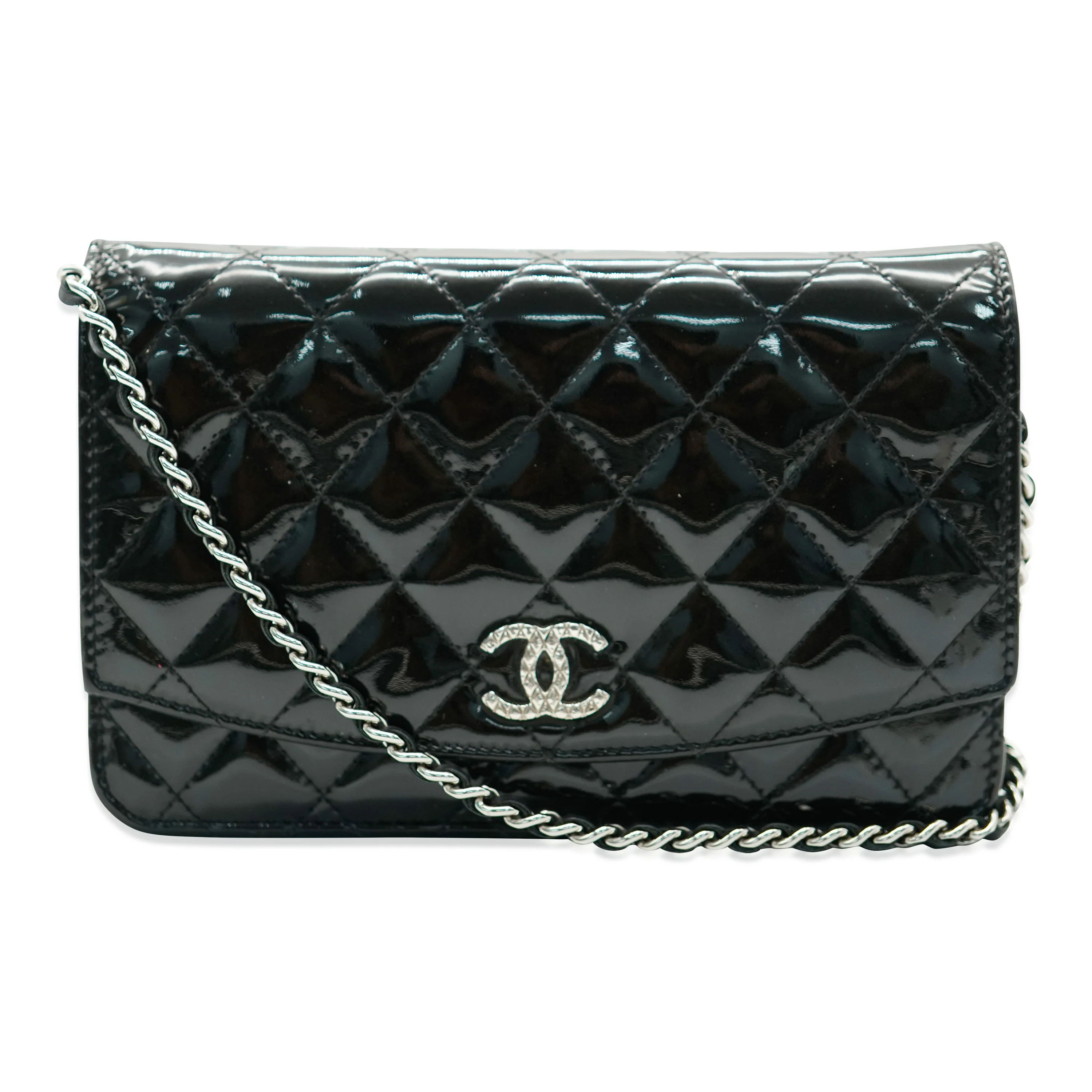 Chanel Black Patent Brilliant Wallet On Chain - Image 3