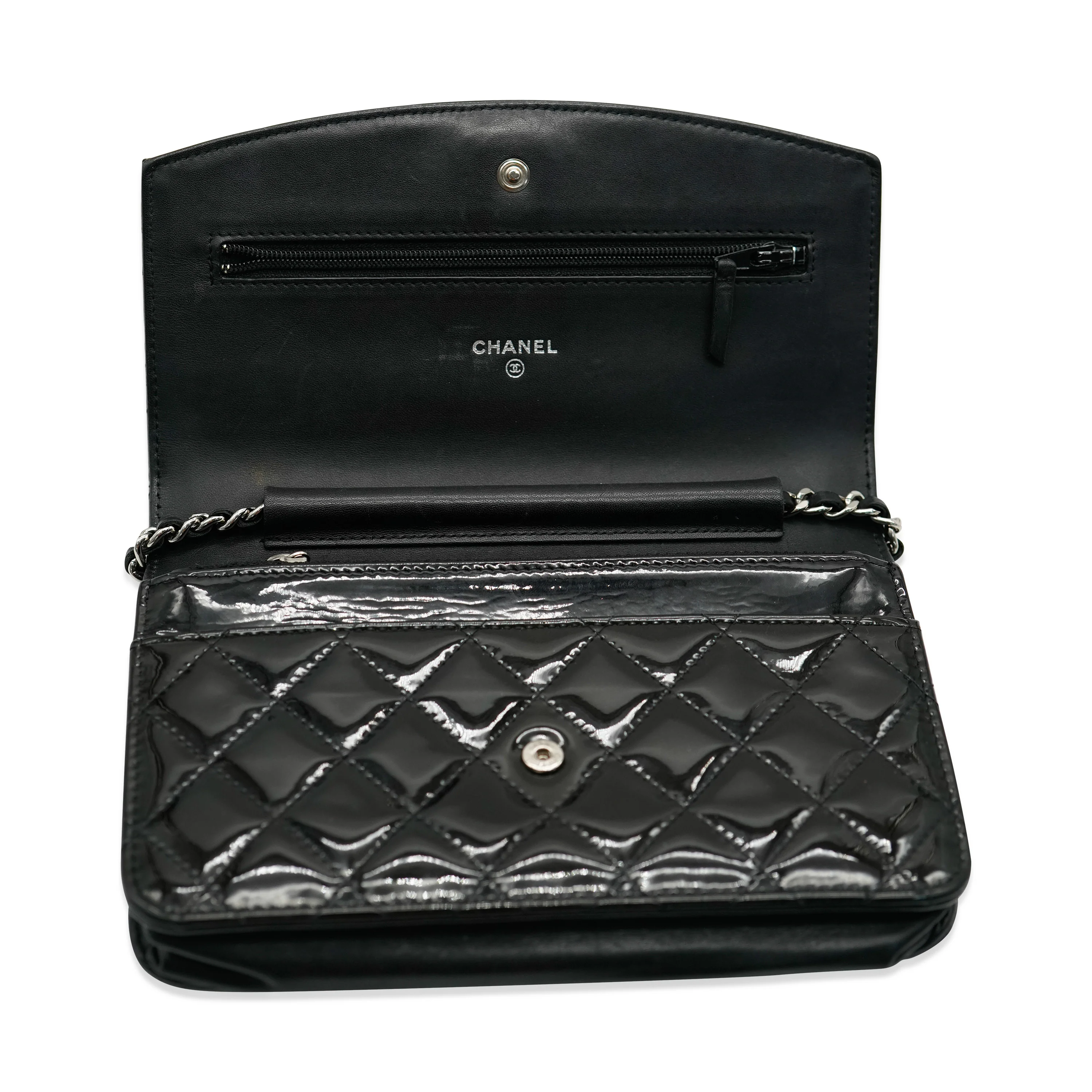 Chanel Black Patent Brilliant Wallet On Chain - Image 7