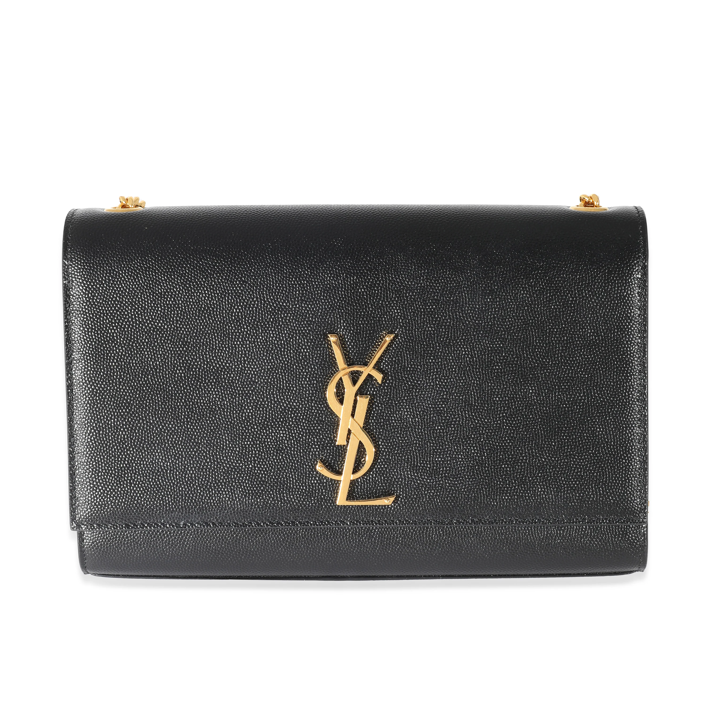 Saint Laurent Black Grain De Poudre Leather Medium Kate Bag