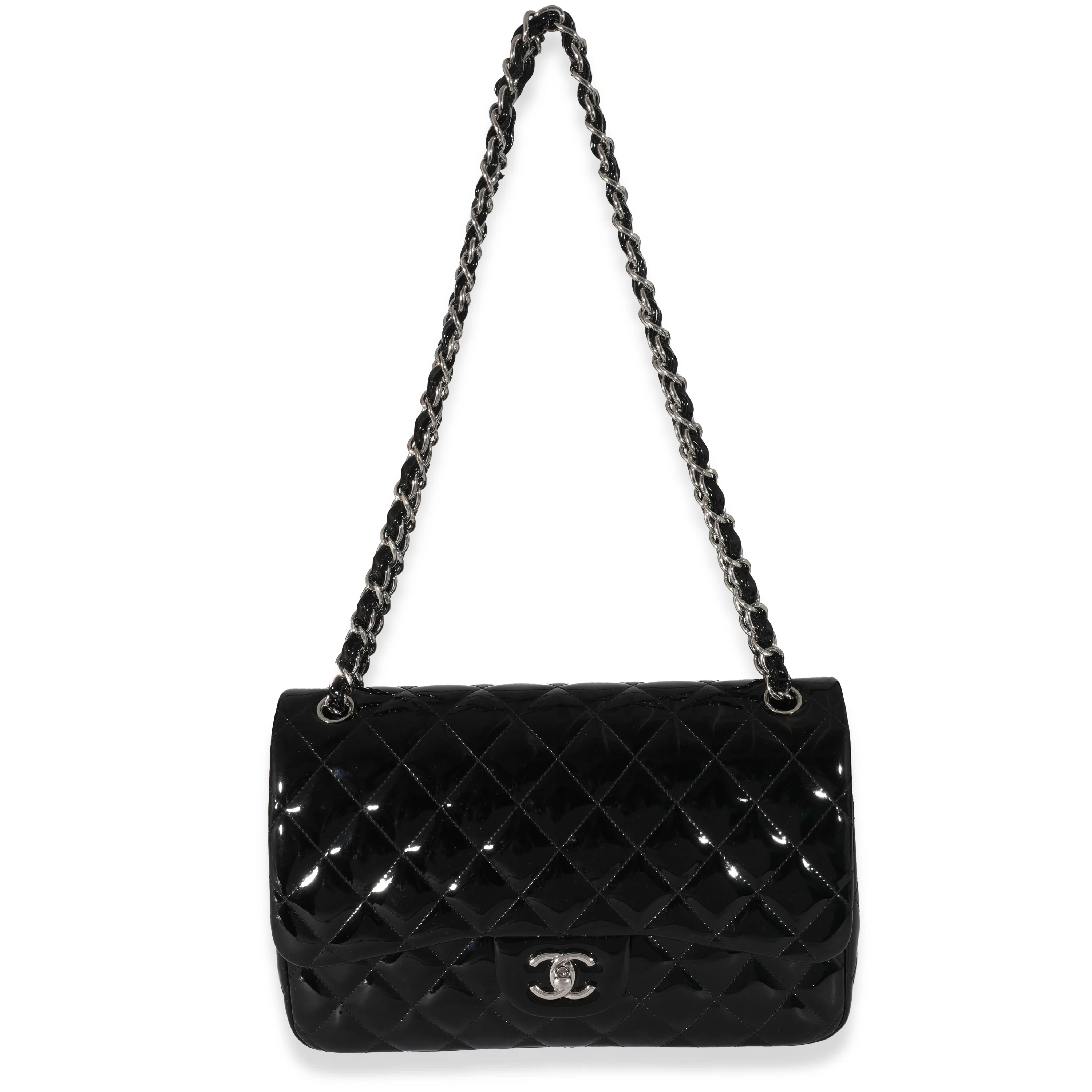 Chanel Black Patent Classic Jumbo Flap Bag - Image 8