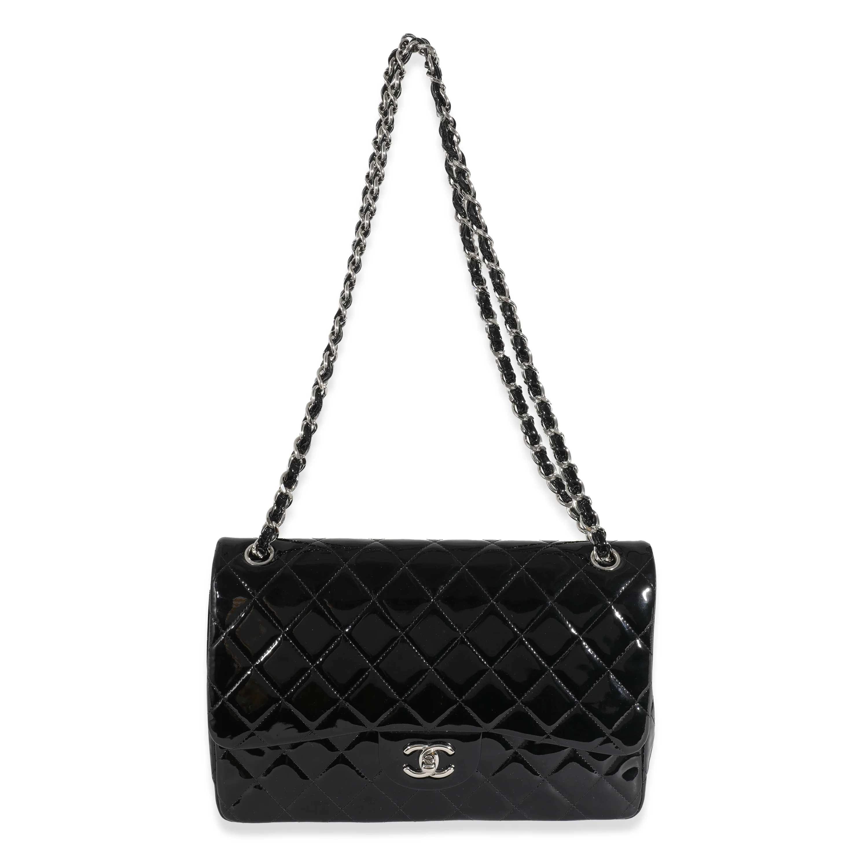 Chanel Black Patent Classic Jumbo Flap Bag - Image 4