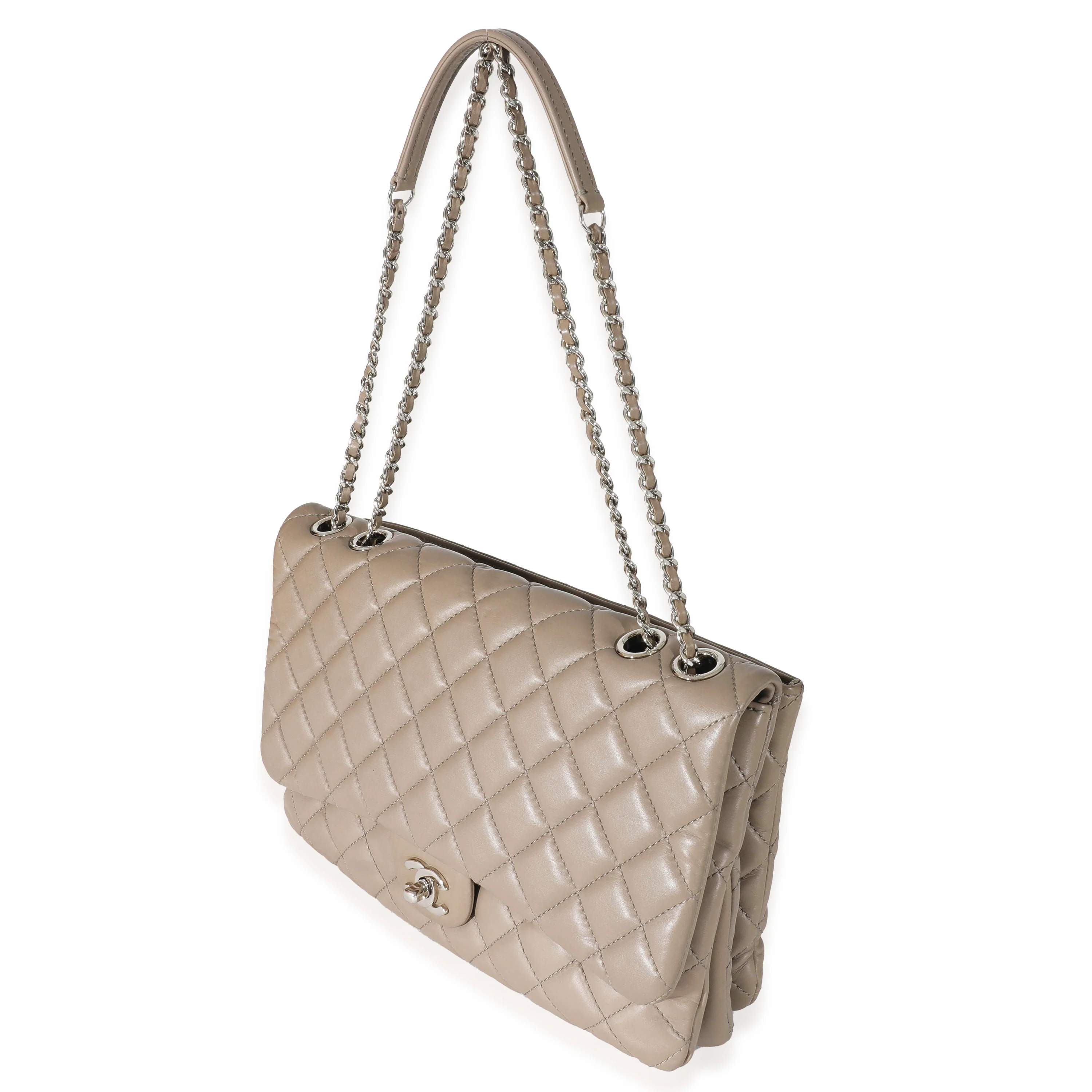 Chanel Grey Lambskin Large Chanel 3 Flap Bag - Image 2