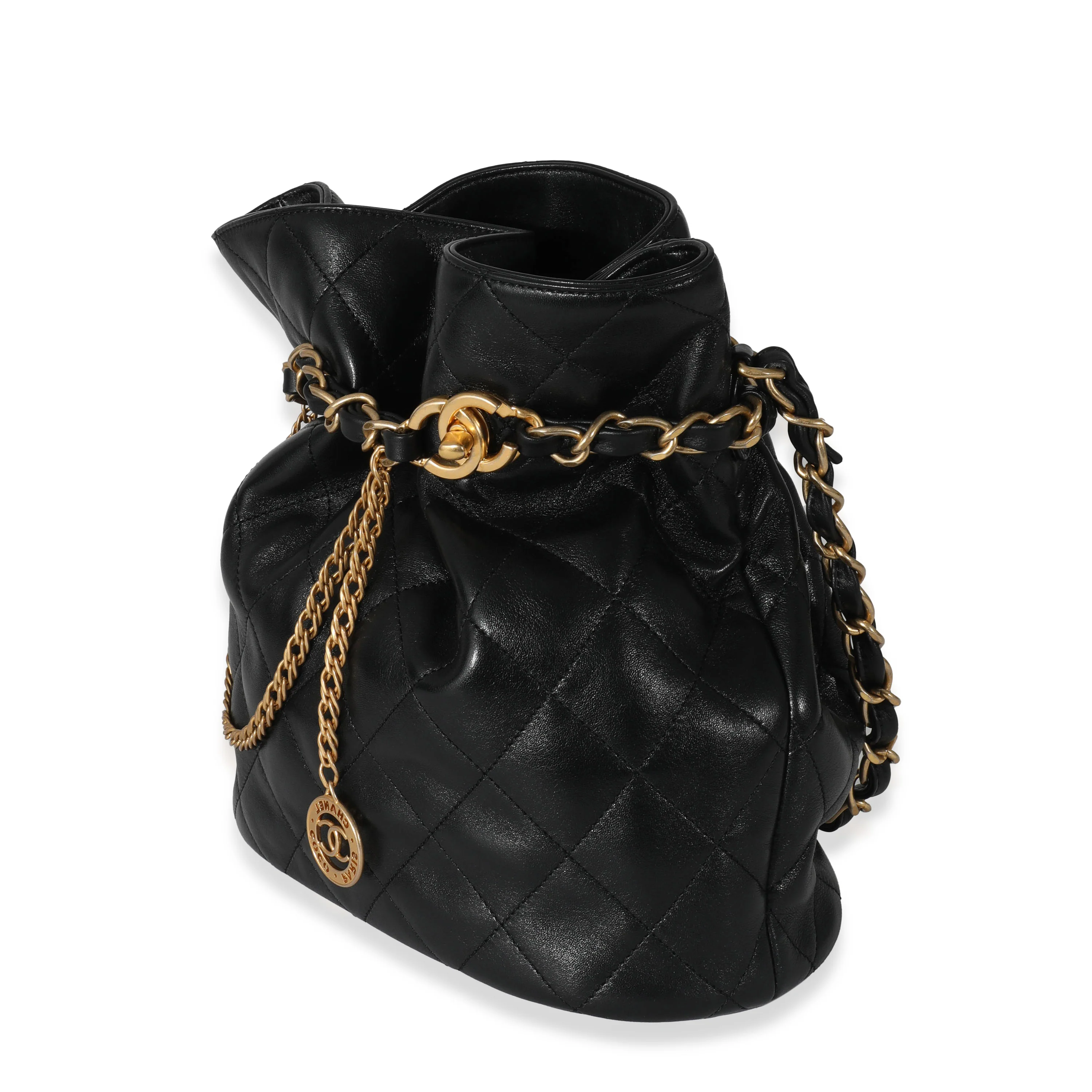 Chanel 23S Black Lambskin Small Bucket Bag - Image 2