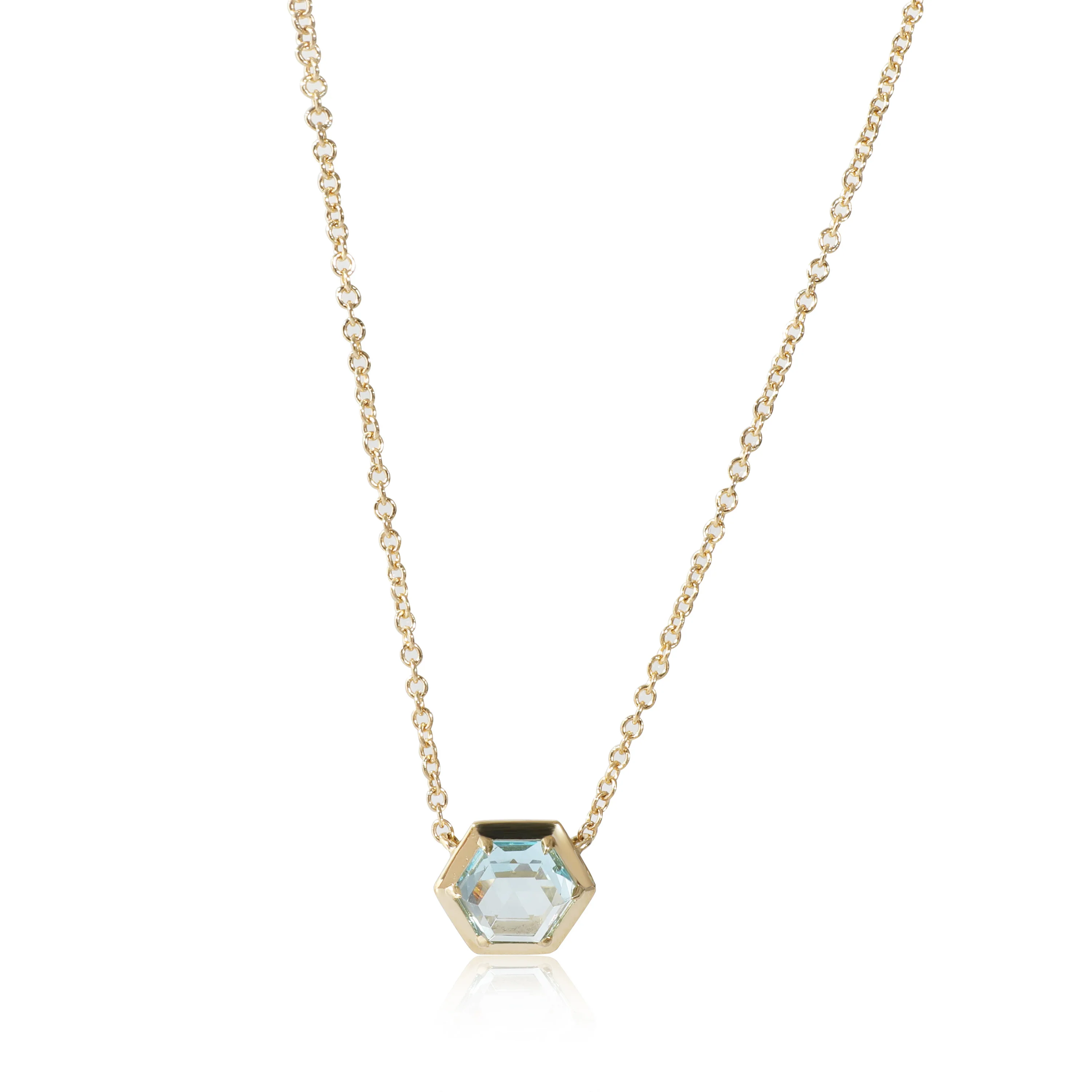 Tiffany & Co. Palomas Picasso Blue Topaz Studio Hexagon Pendant in 18k YG
