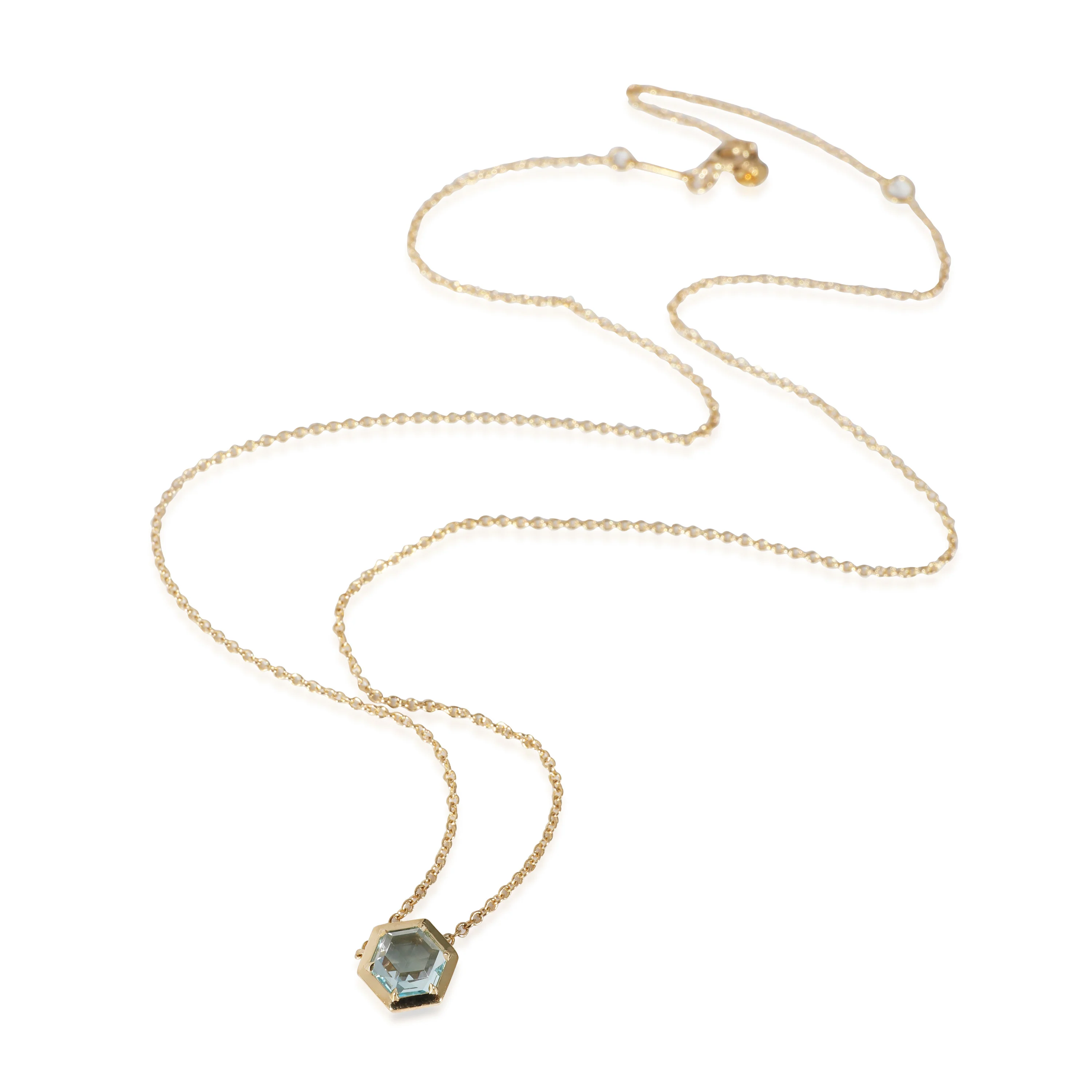Tiffany & Co. Palomas Picasso Blue Topaz Studio Hexagon Pendant in 18k YG - Image 2