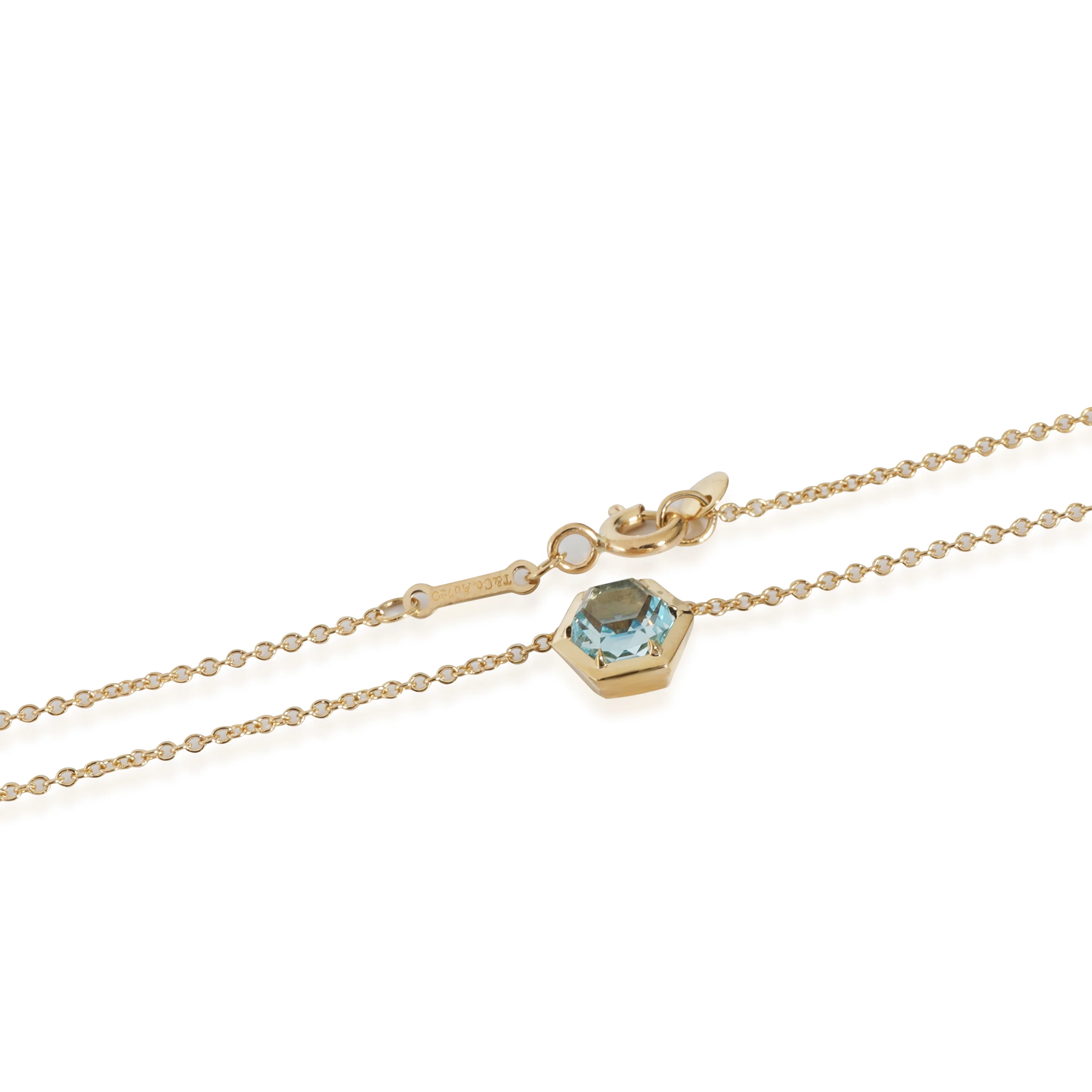 Tiffany & Co. Palomas Picasso Blue Topaz Studio Hexagon Pendant in 18k YG - Image 3