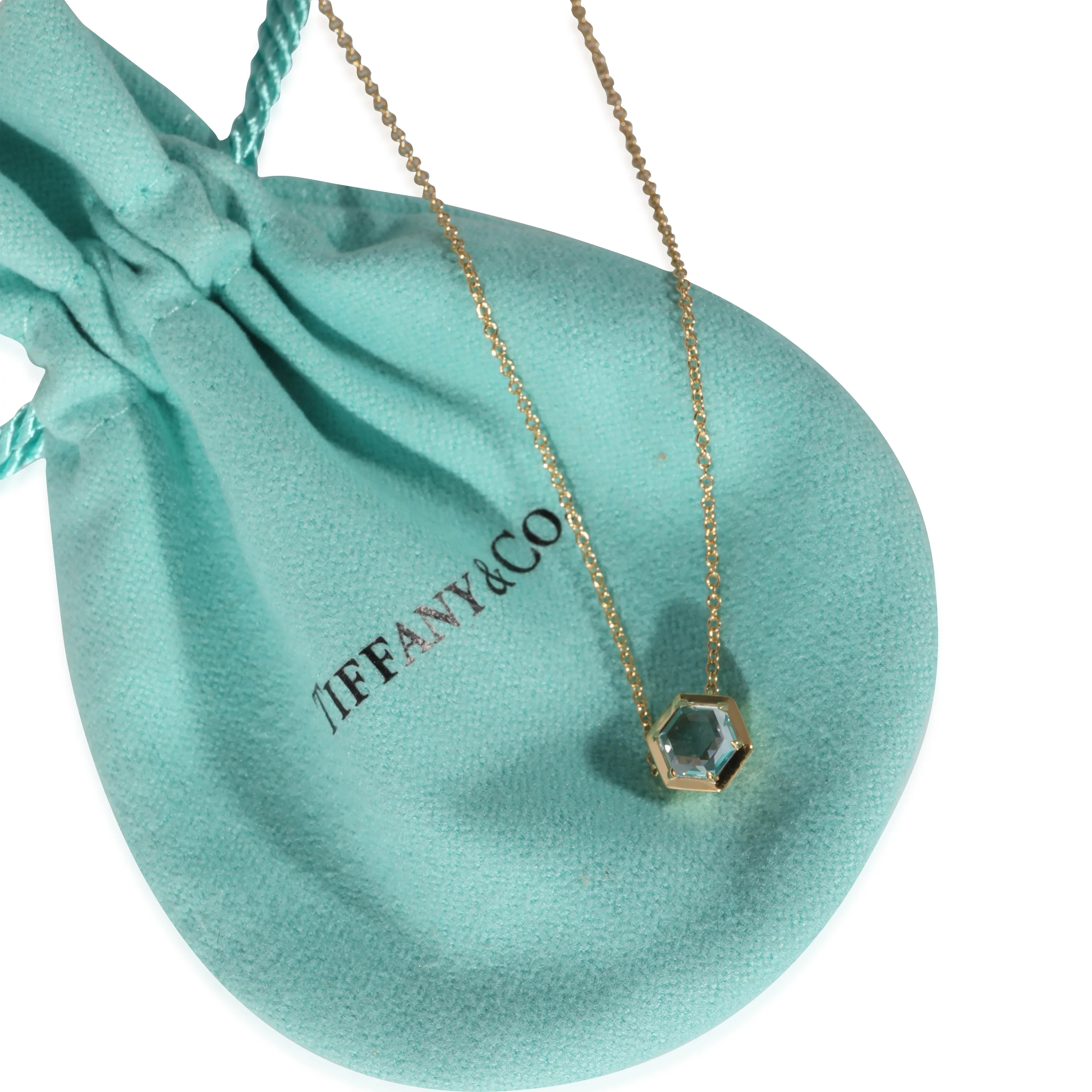 Tiffany & Co. Palomas Picasso Blue Topaz Studio Hexagon Pendant in 18k YG - Image 4