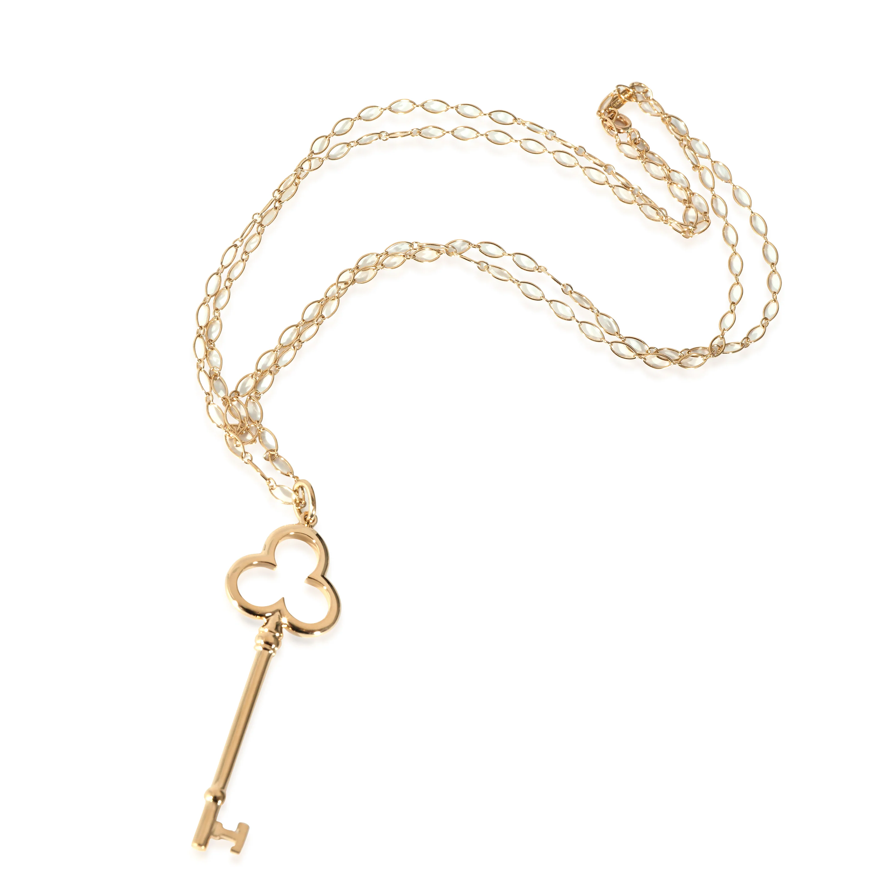 Trefoil Key Pendant Necklace in 18KT Yellow Gold - Image 2