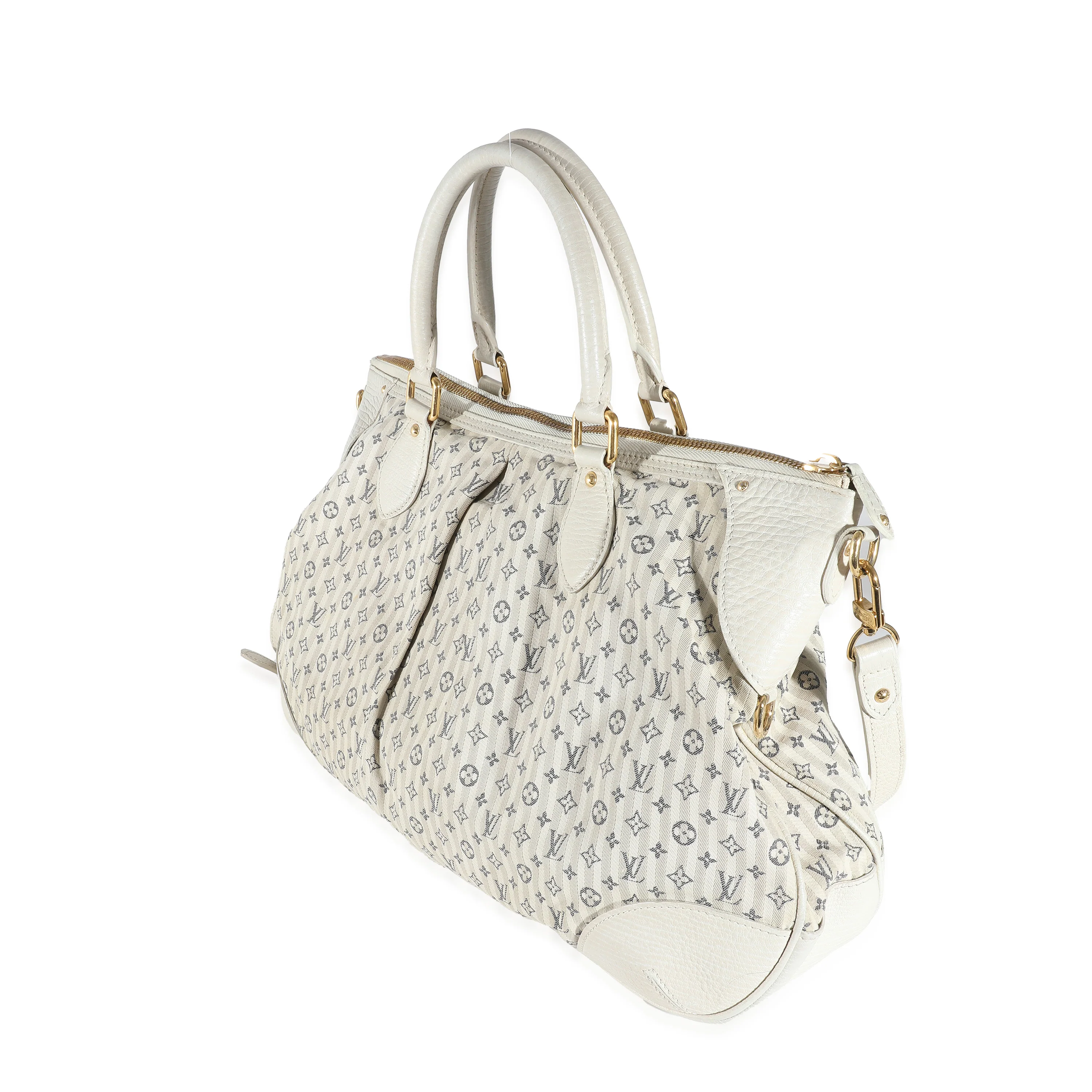 Louis Vuitton White Blue Mini Lin Croisette Marina GM - Image 4