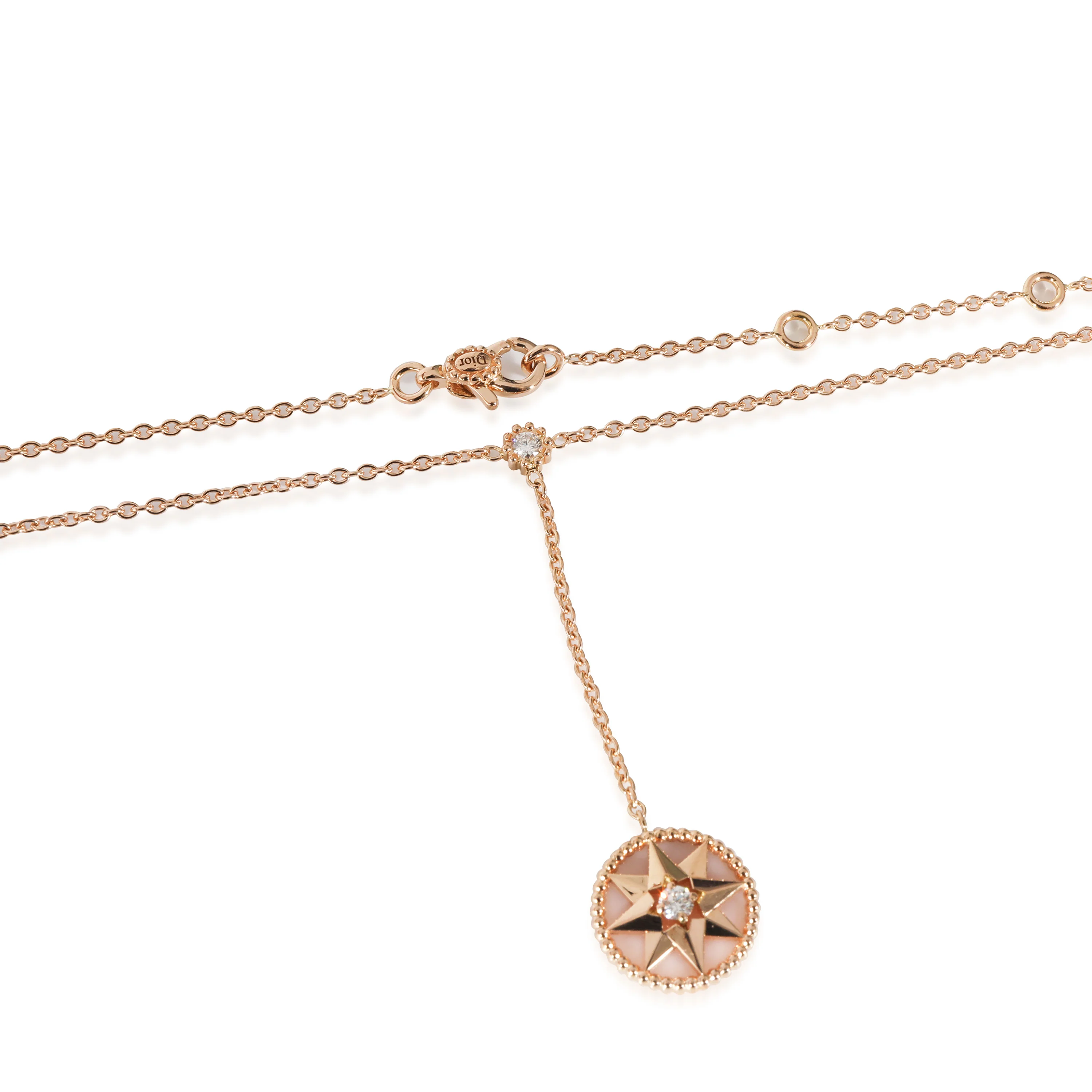 Dior Rose De Vents Lariat Pendant With Mother Of Pearl & Diamond 0.10 CTW - Image 2
