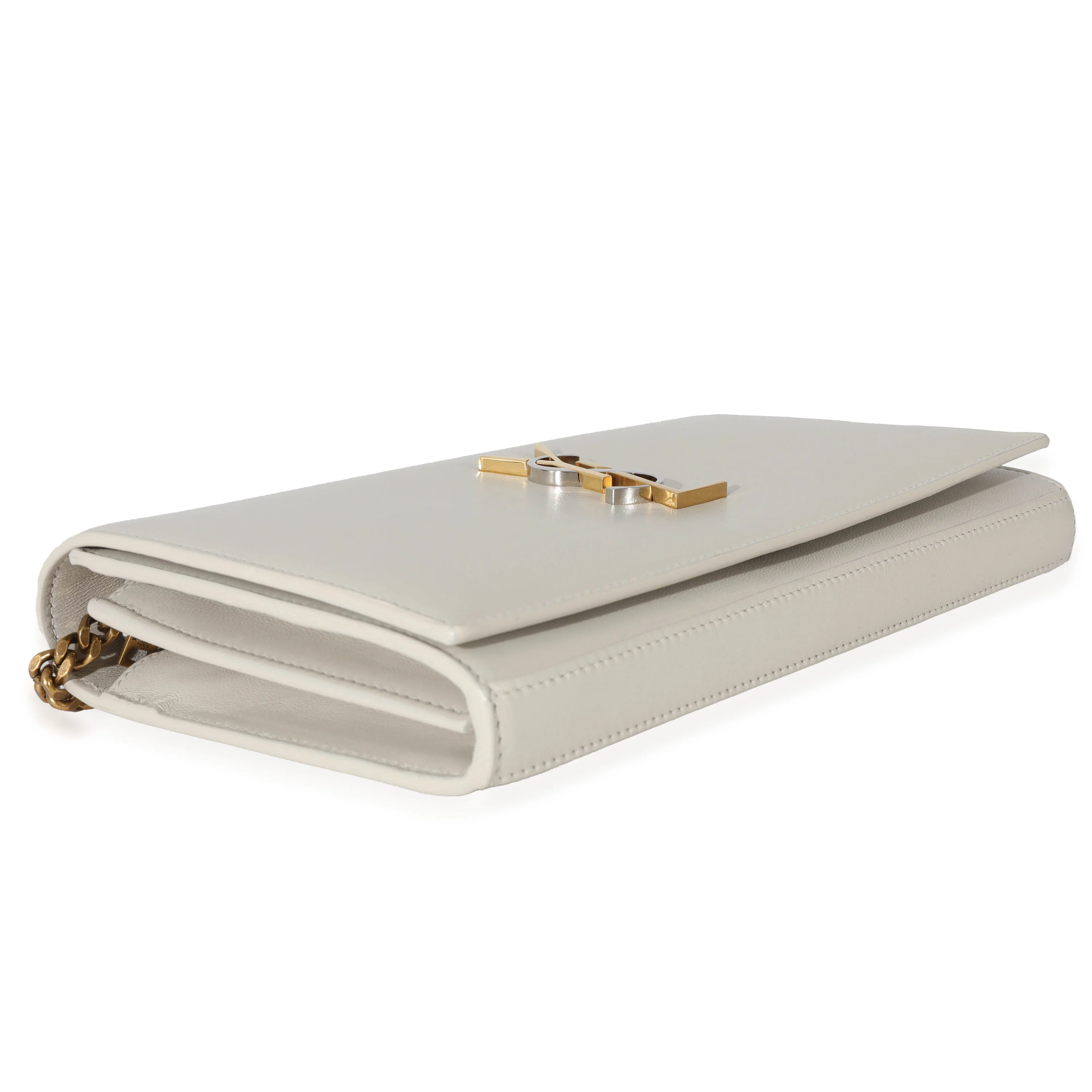 Saint Laurent Crema Leather Monogram Tri Tone Kate Chain Wallet - Image 3