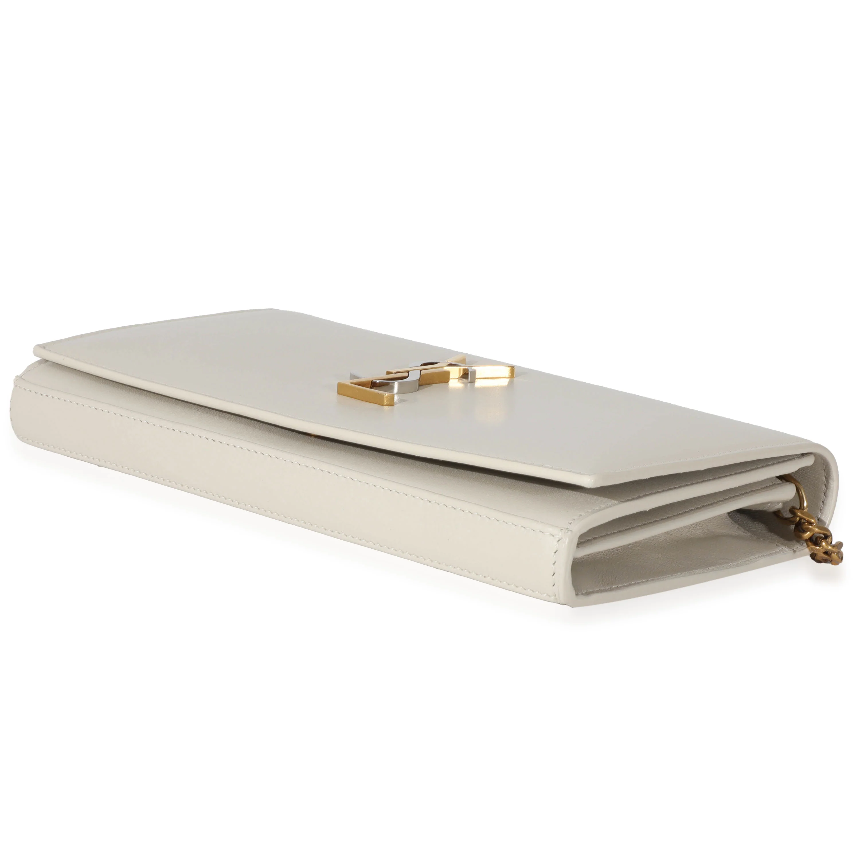 Saint Laurent Crema Leather Monogram Tri Tone Kate Chain Wallet - Image 5