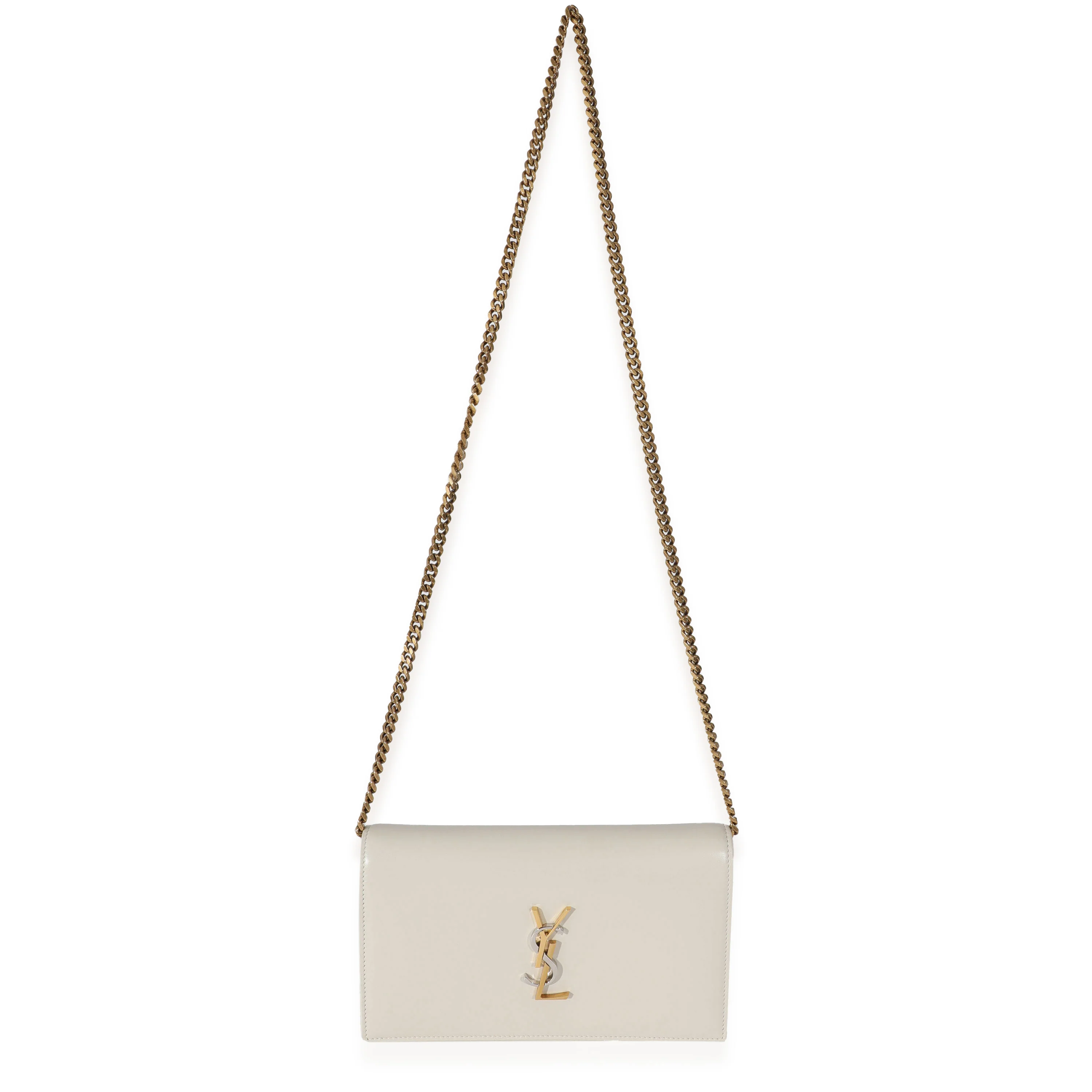 Saint Laurent Crema Leather Monogram Tri Tone Kate Chain Wallet - Image 7