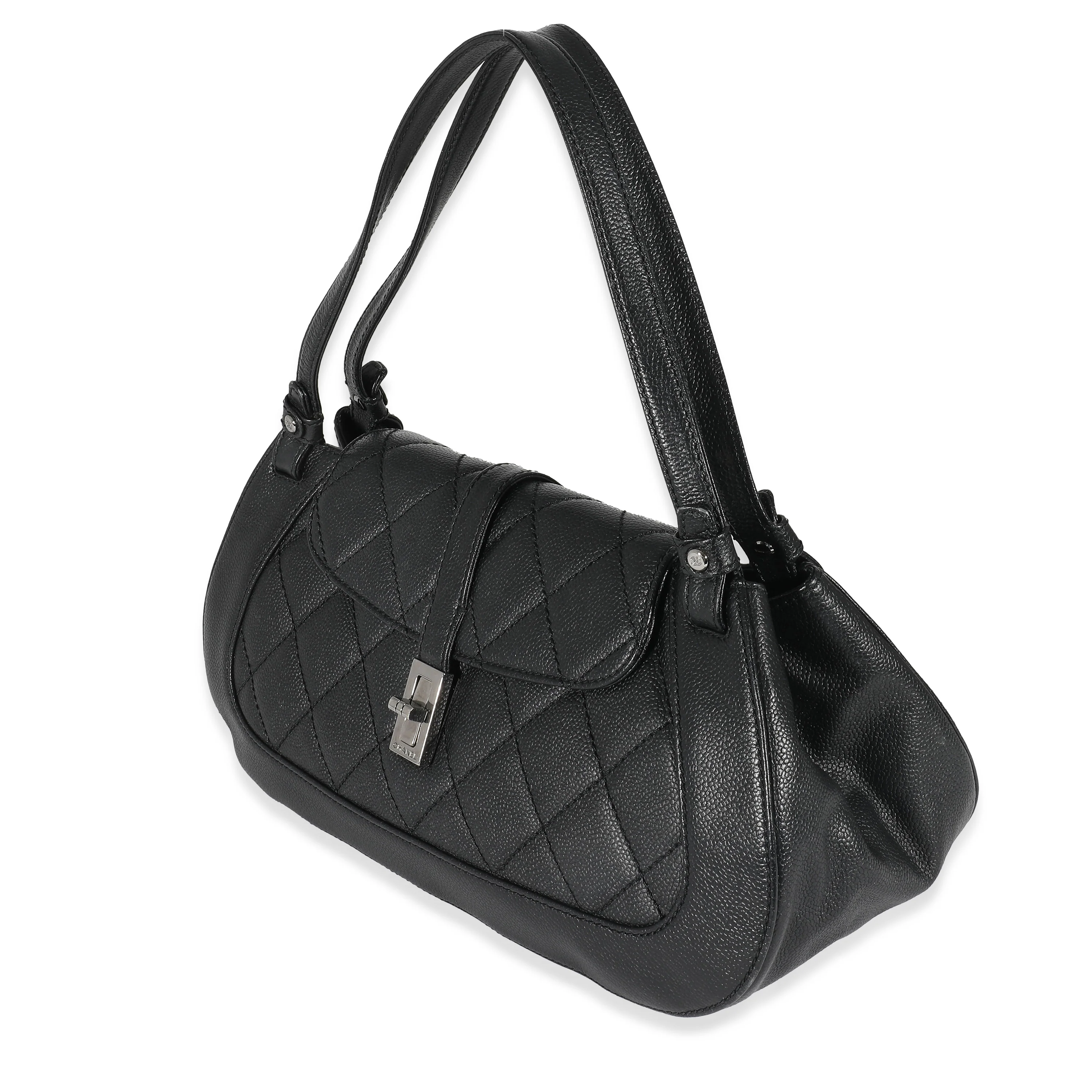 Chanel Black Caviar Mademoiselle Lock Shoulder Bag - Image 2