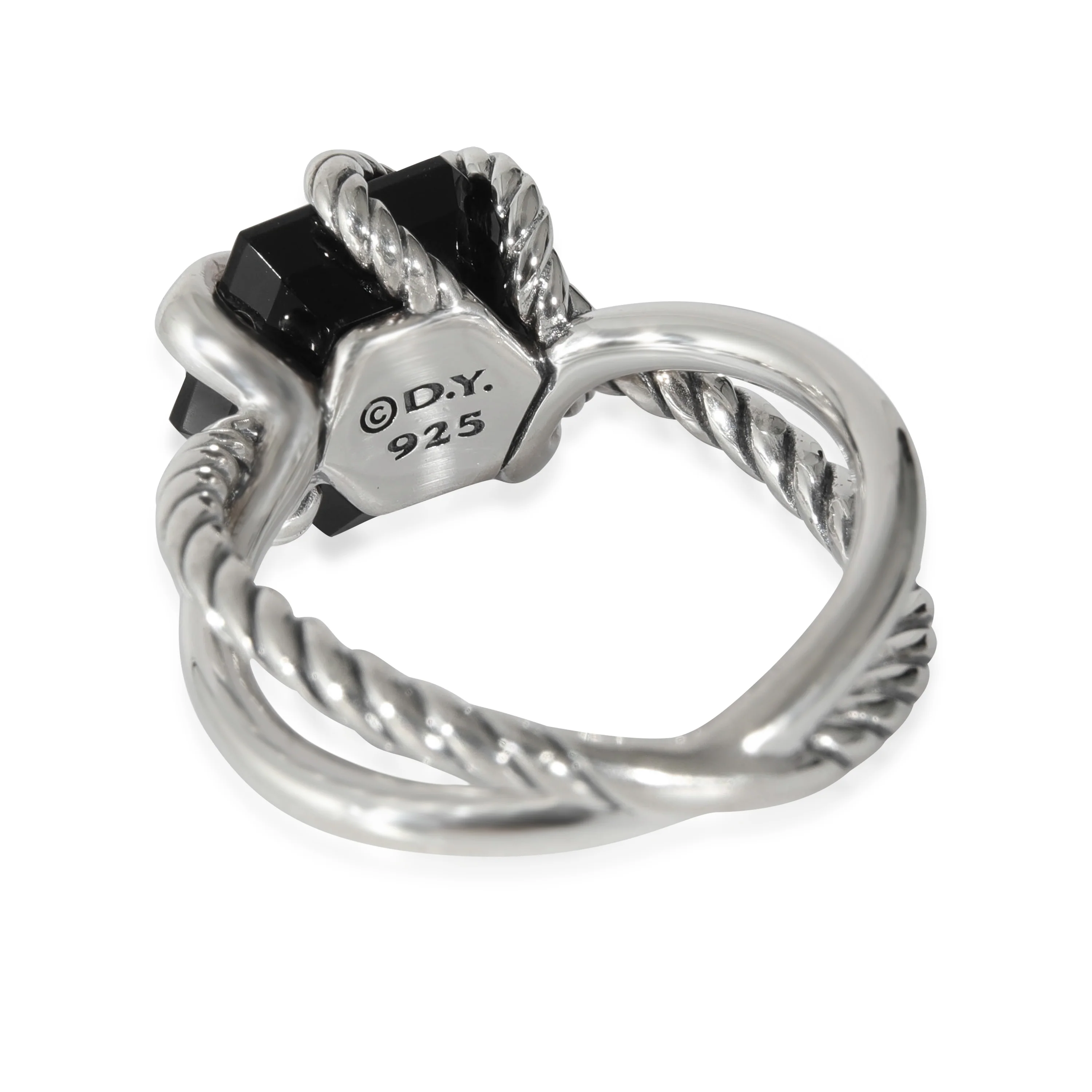 David Yurman Cable Wrap Onyx & Diamond Ring in  Sterling Silver 0.03 CTW - Image 4