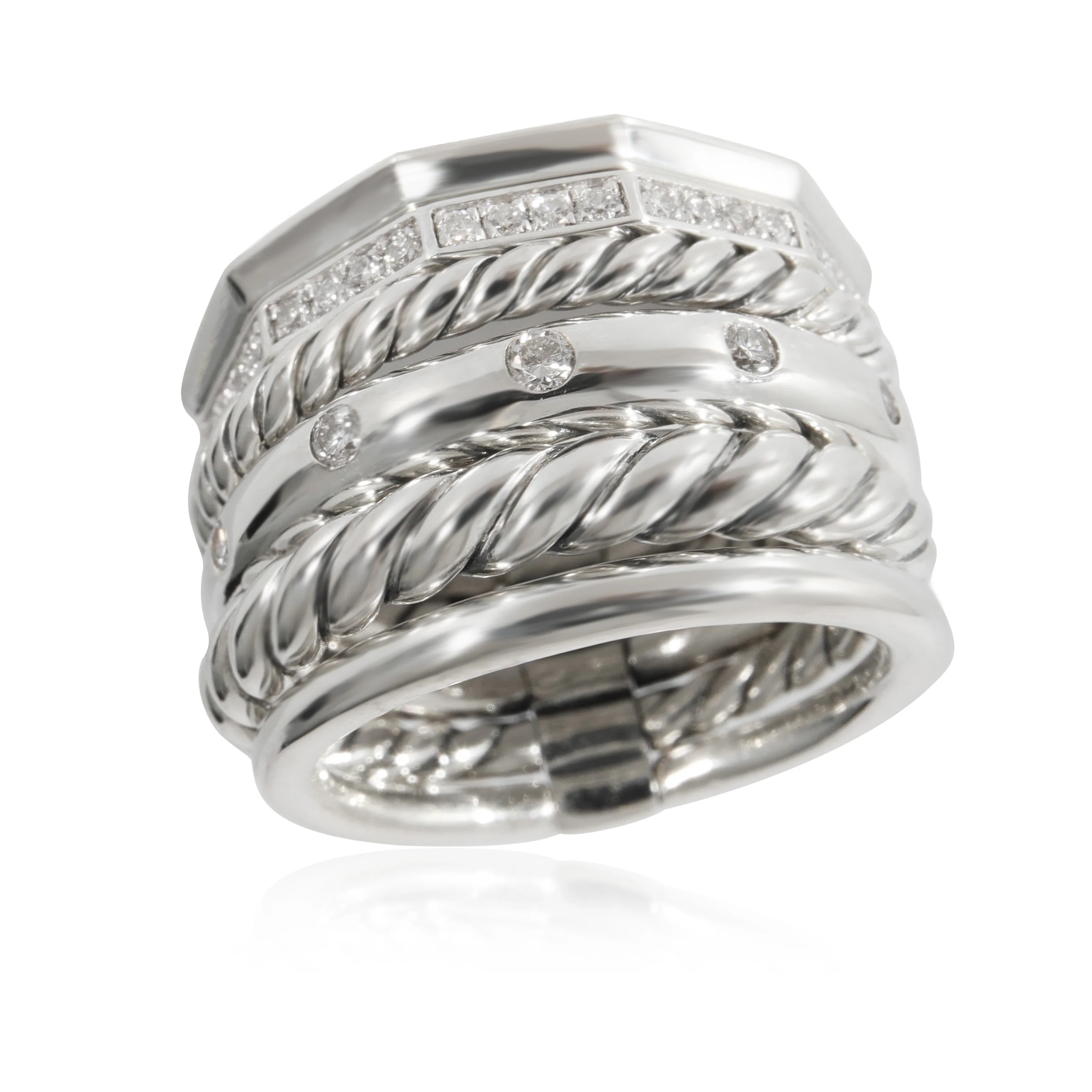 David Yurman Stax Diamond Ring in Sterling Silver 0.23 CTW - Image 4