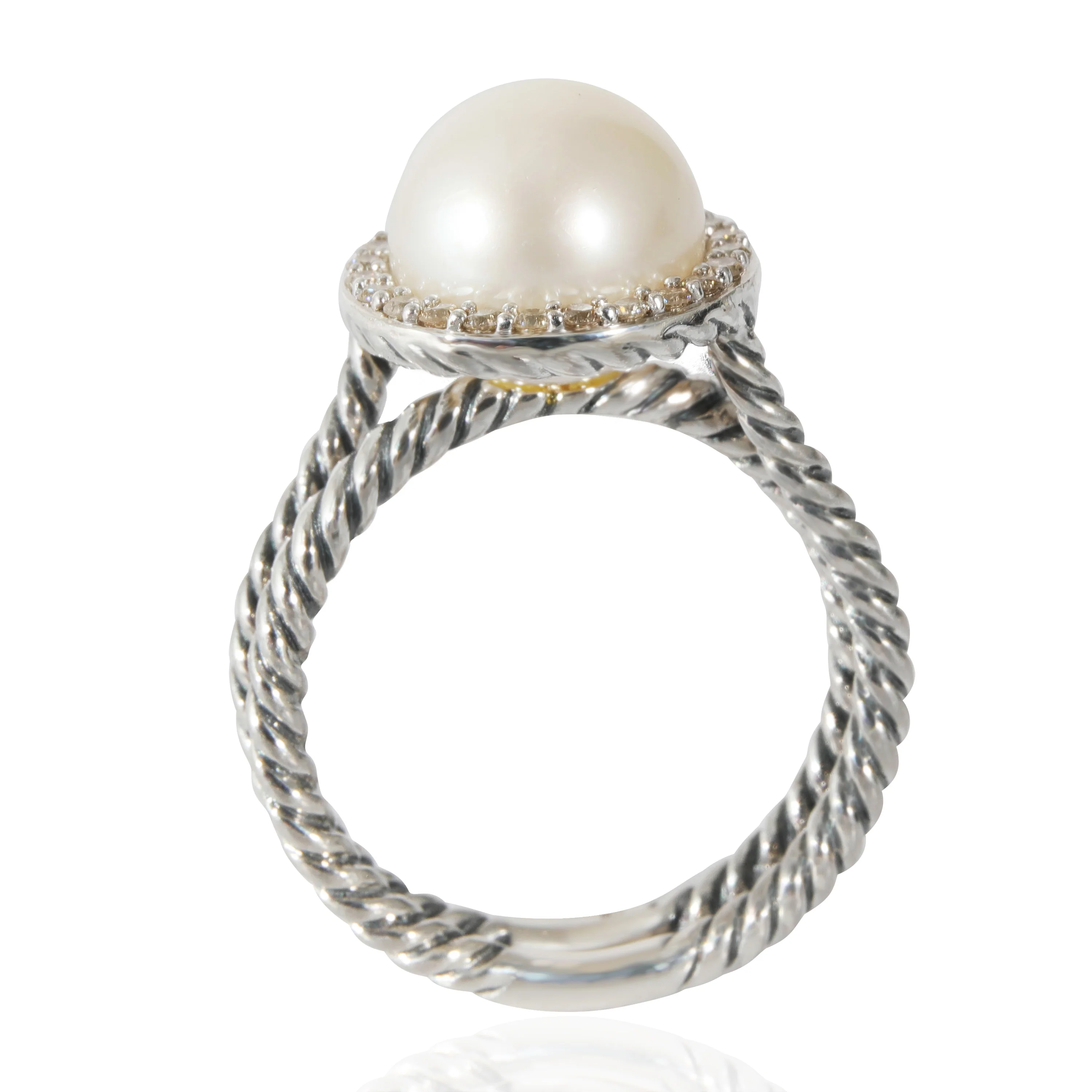 David Yurman Cable Collection Pearl Ring in Sterling Silver 0.2 CTW - Image 3