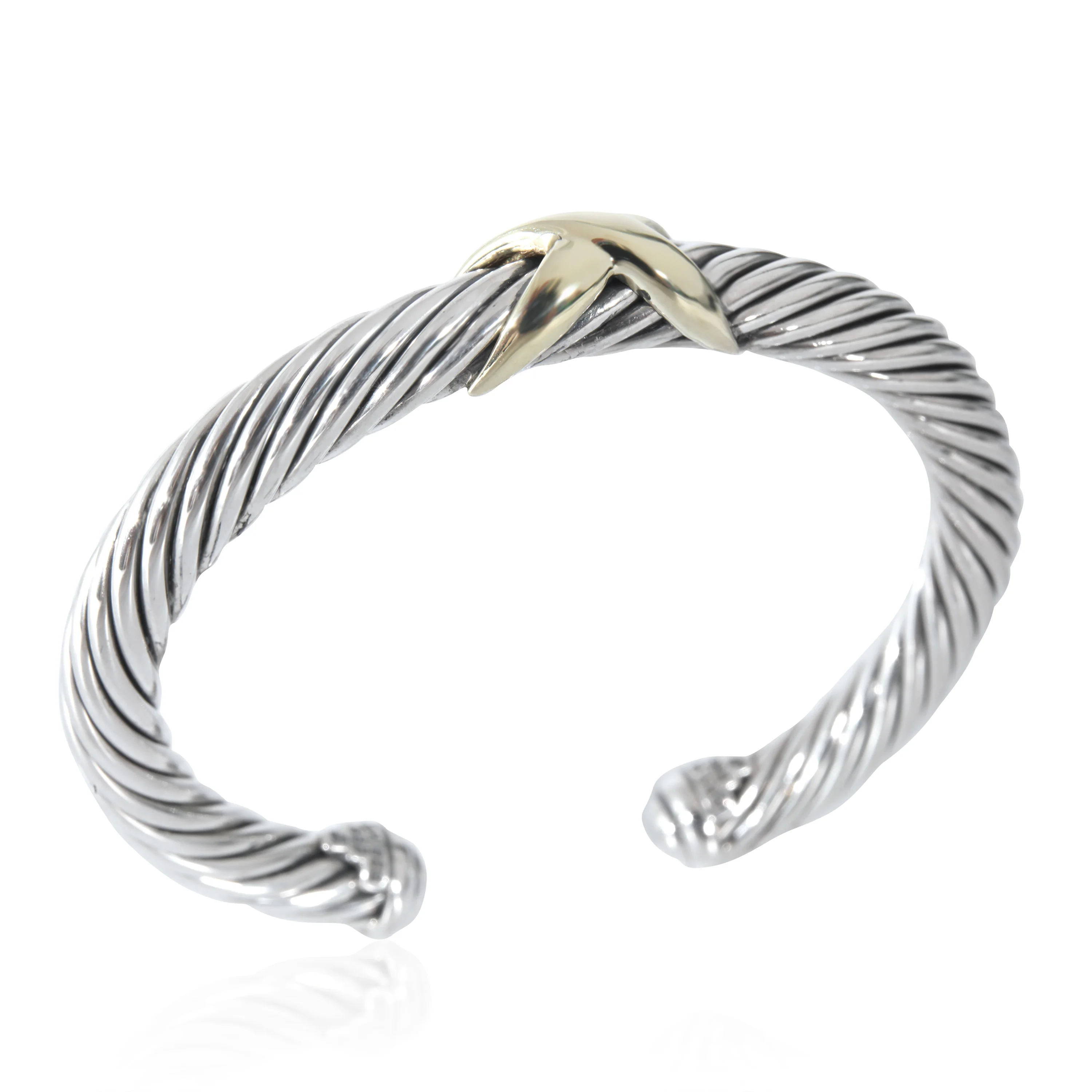 David Yurman Cable Collection Bracelet in 925 Yellow Gold/Sterling Silver, 7mm - Image 3