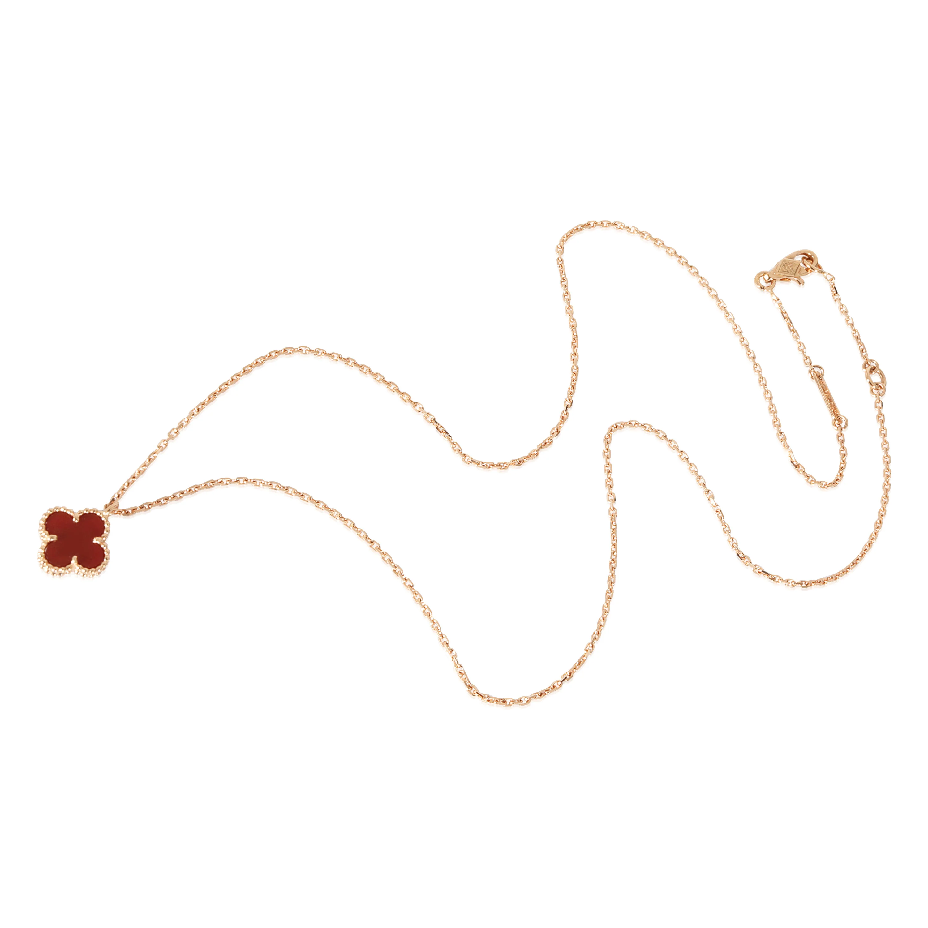 Van Cleef & Arpels Sweet Alhambra Carnelian Pendant in 18K Rose Gold - Image 3