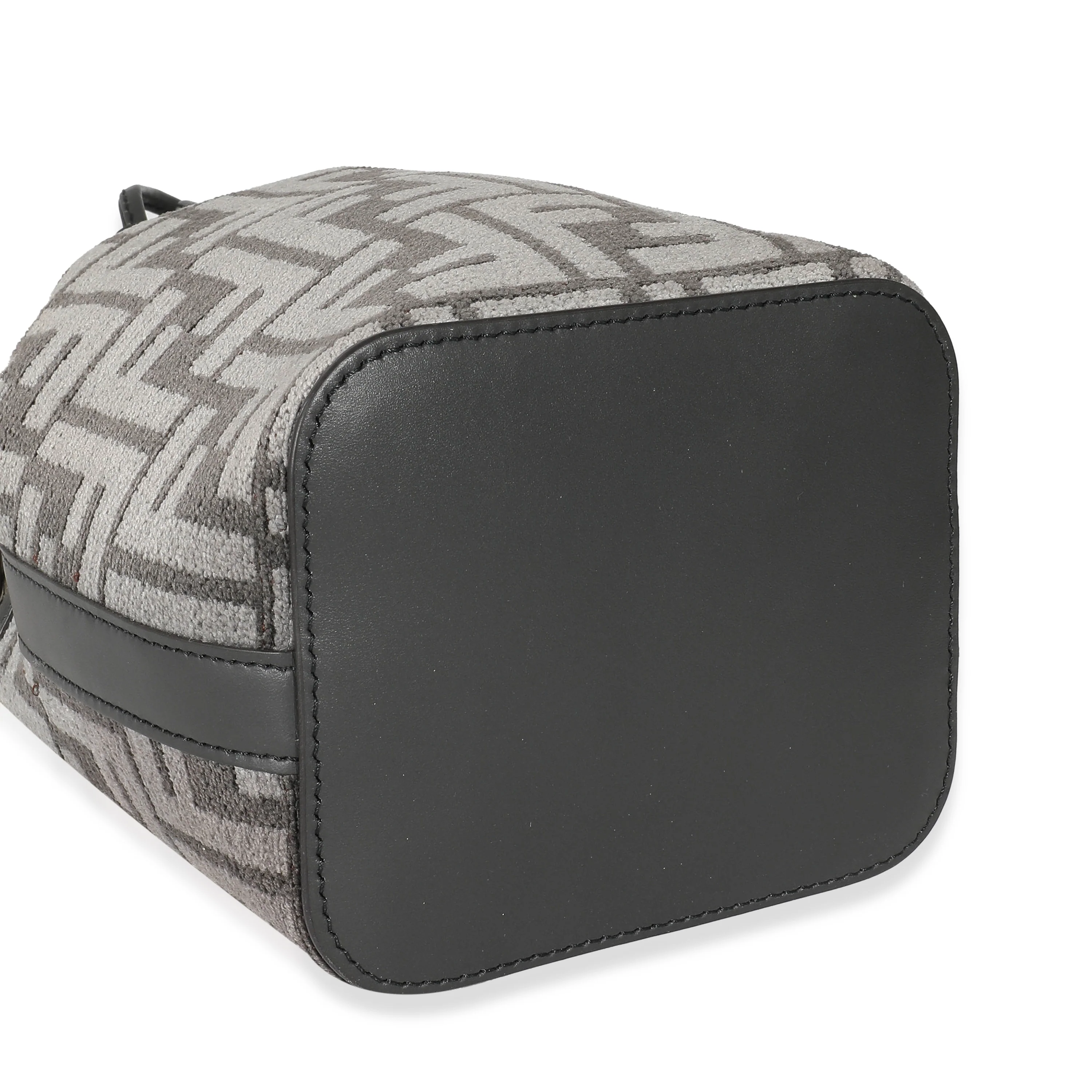 Fendi Grey Tapestry Fabric FF Mon Tresor Bucket Bag - Image 6