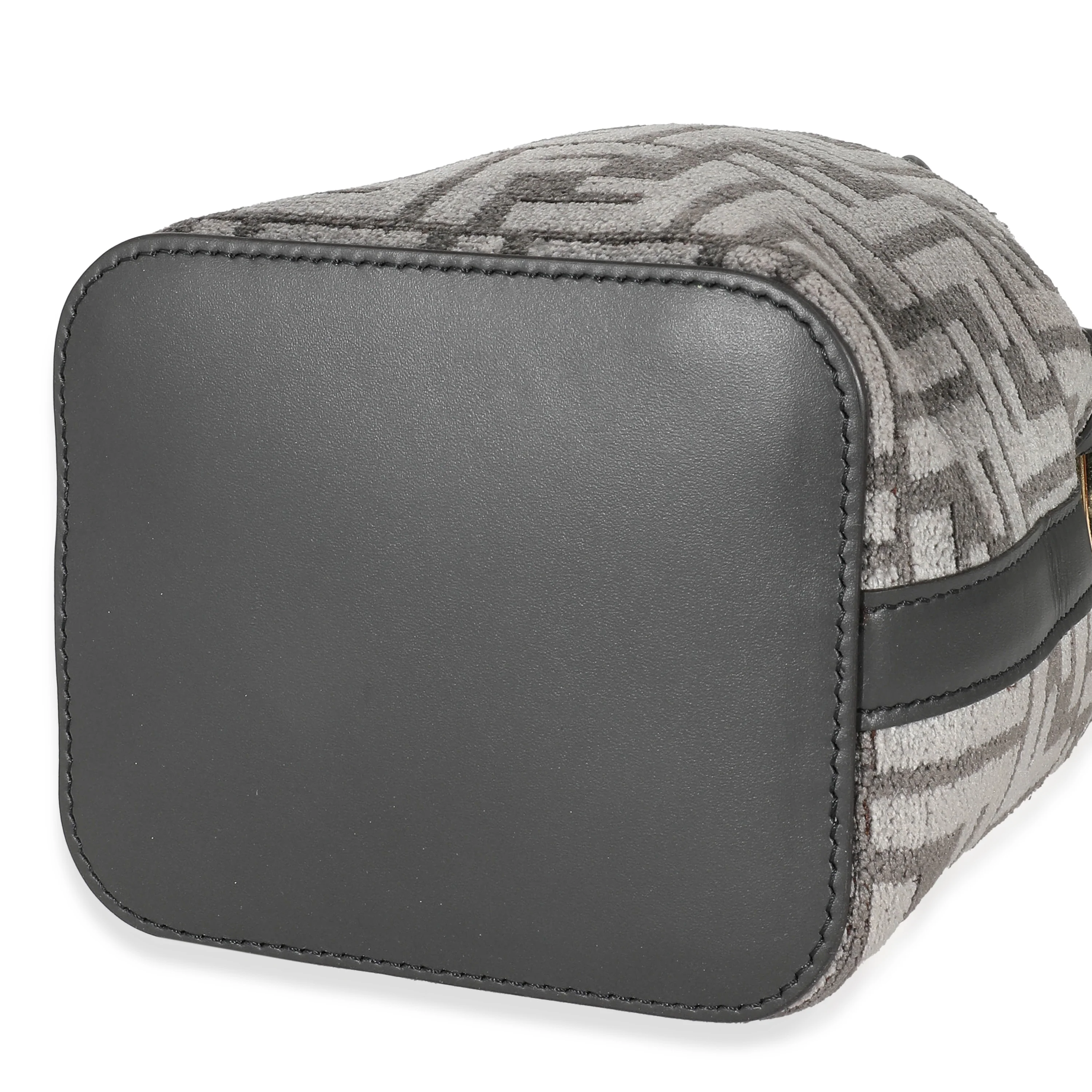 Fendi Grey Tapestry Fabric FF Mon Tresor Bucket Bag - Image 7