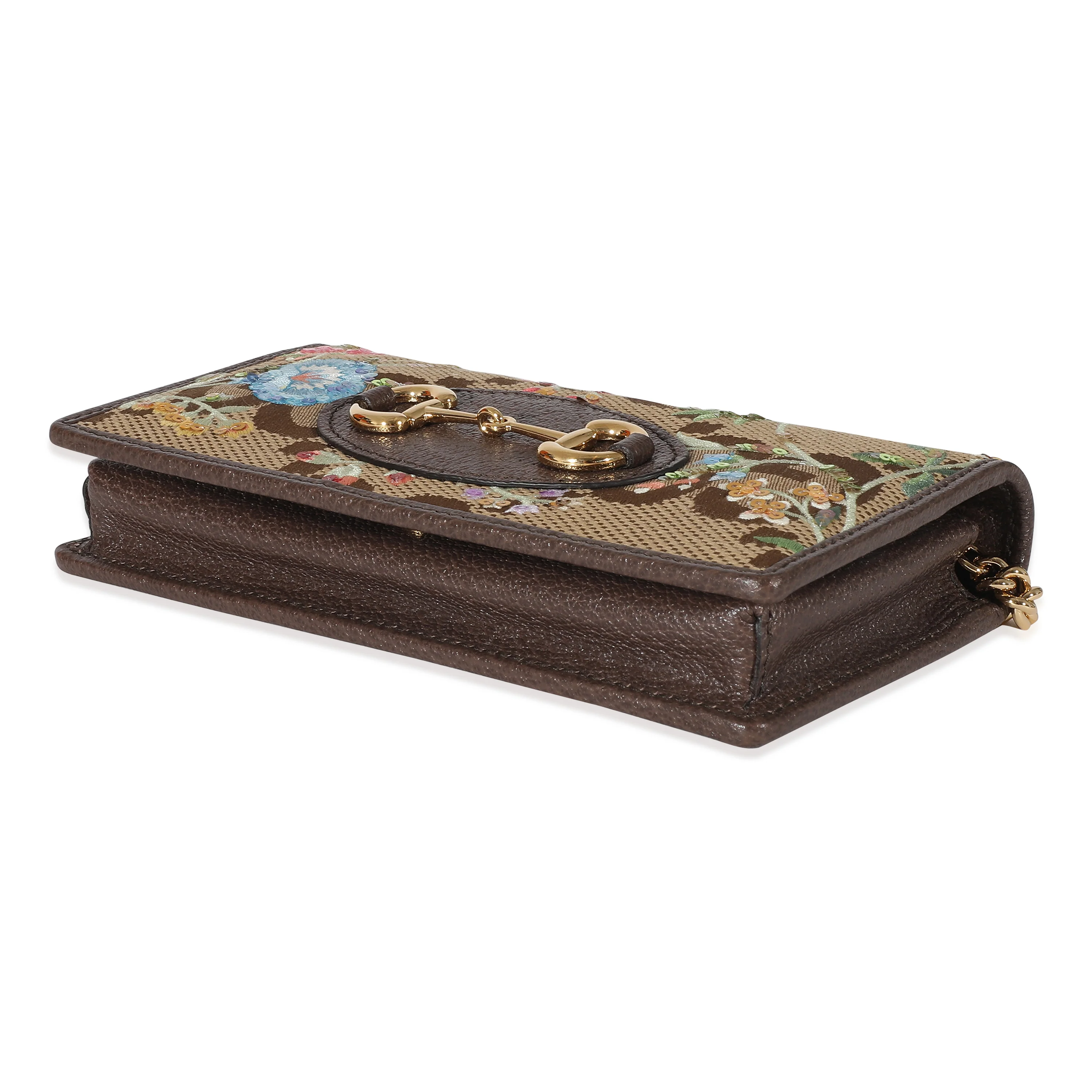 Gucci Monogram Jumbo GG Embroidered Horsebit 1955 Wallet On Chain - Image 6