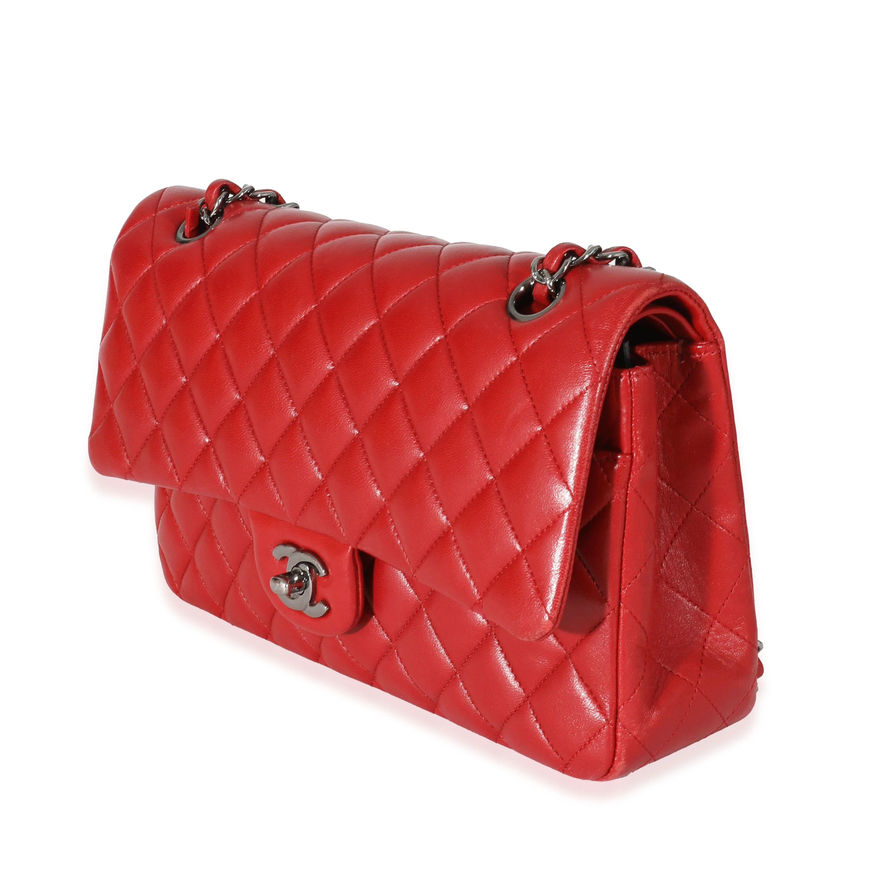 Chanel Red Lambskin Medium Classic Double Flap Bag - Image 2