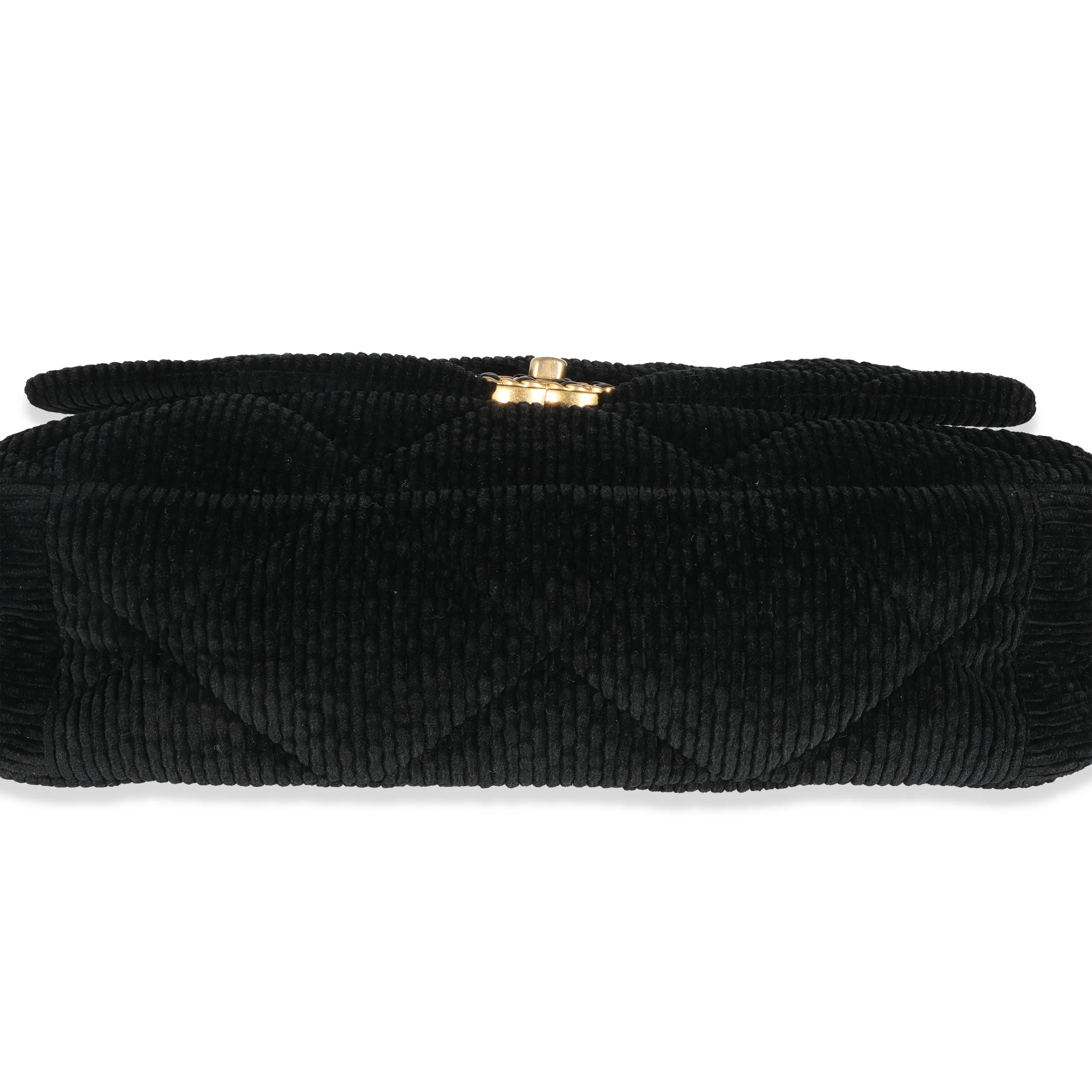 Chanel Black Corduroy Large Chanel 19 Flap Bag - Image 4