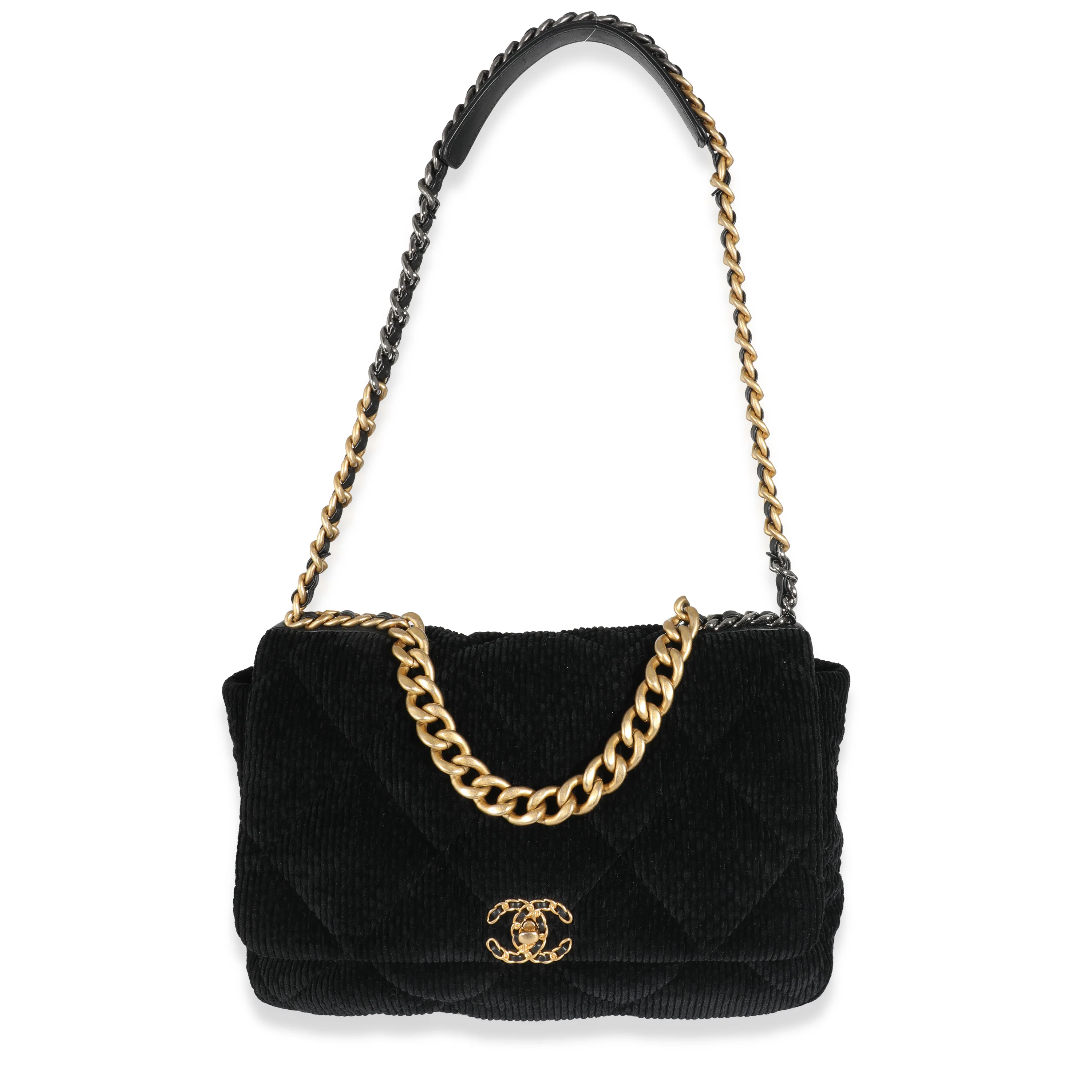 Chanel Black Corduroy Large Chanel 19 Flap Bag - Image 7