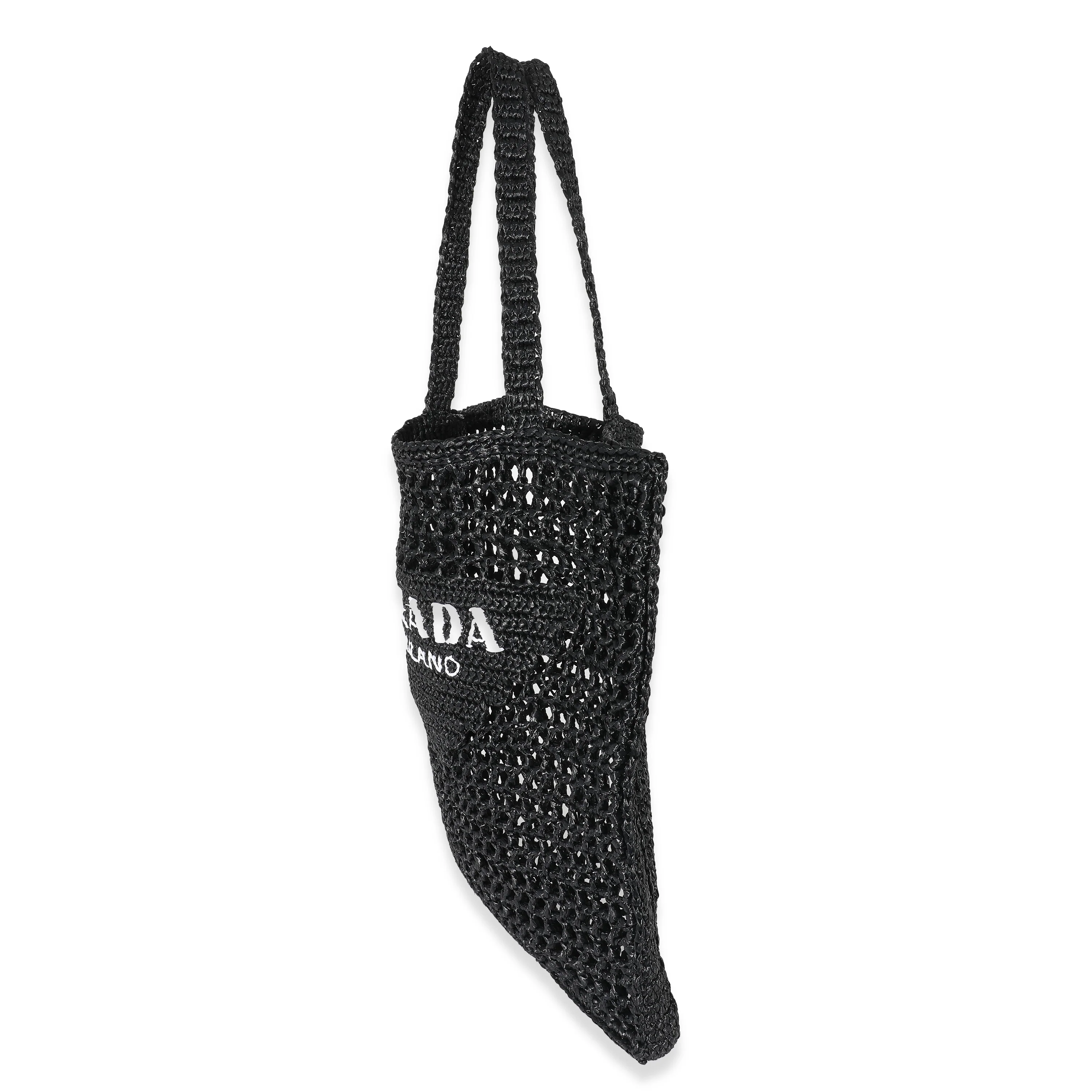 Prada Natural Black Raffia Logo Tote - Image 2