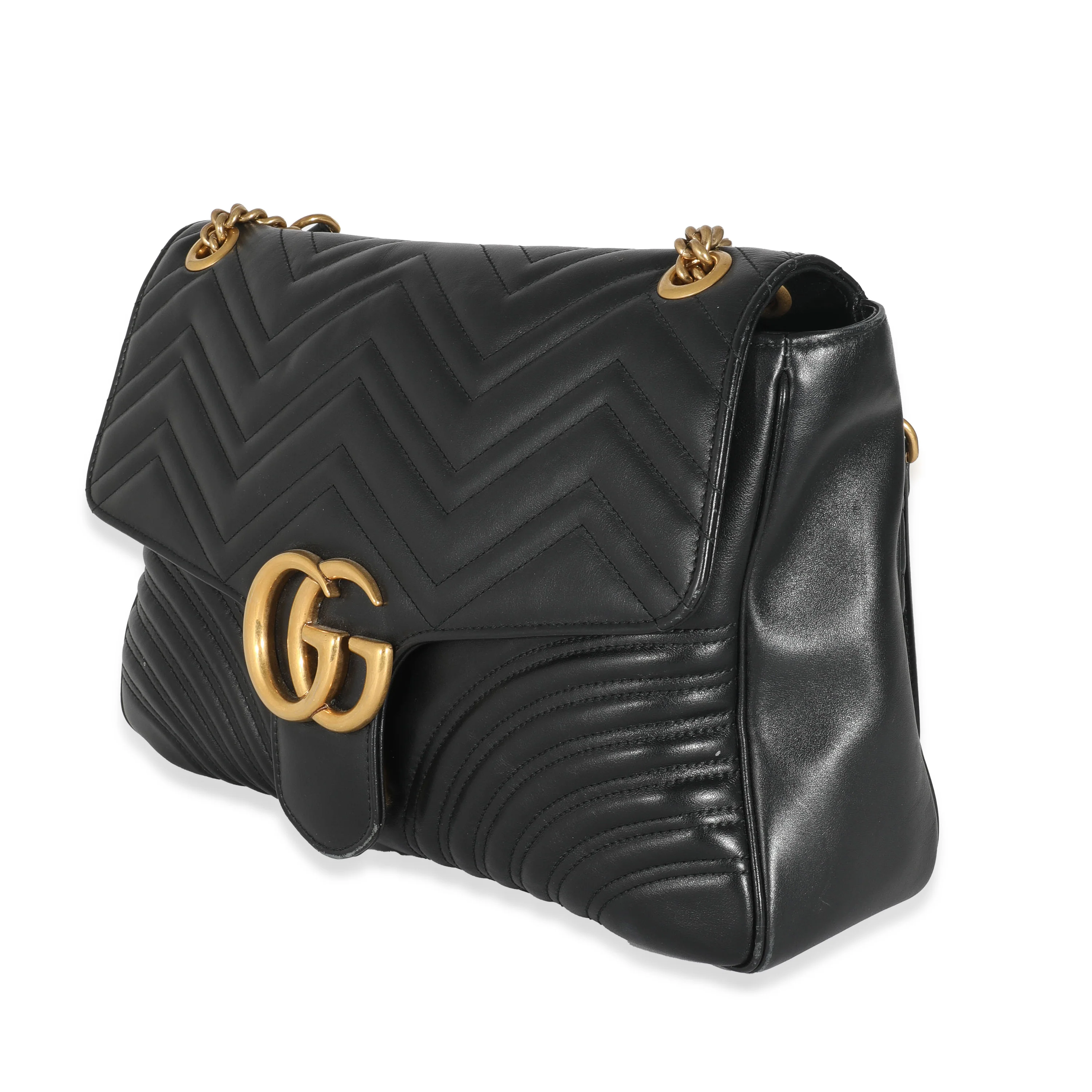 Gucci Black Matelassé Large GG Marmont Shoulder Bag - Image 2