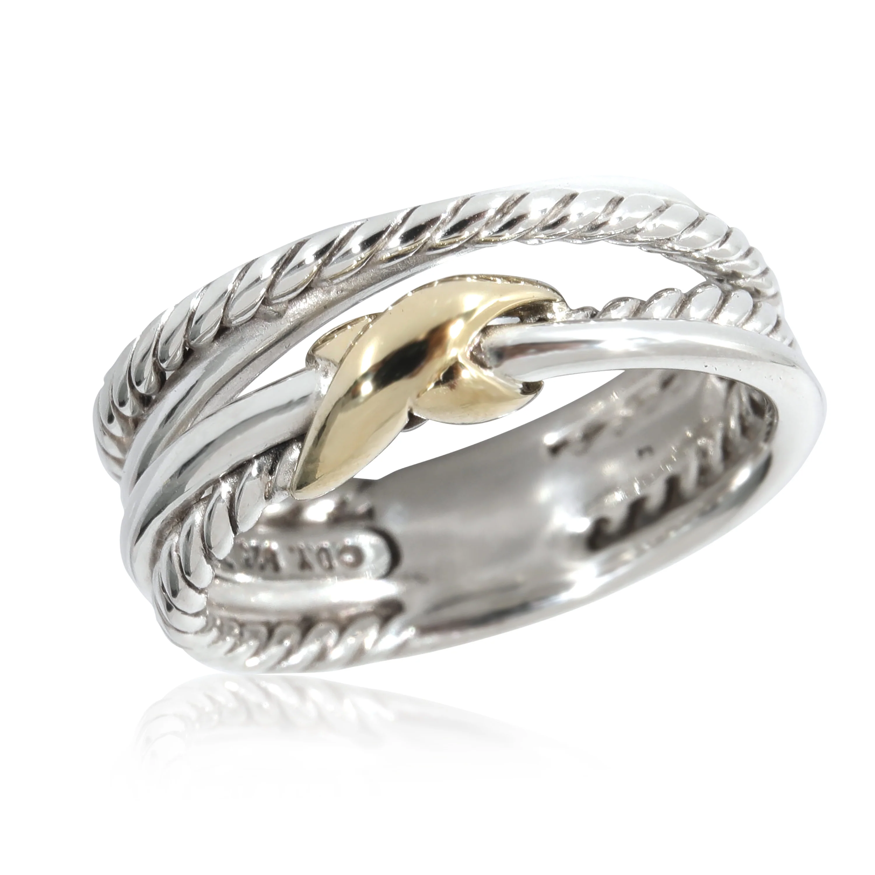 David Yurman Crossover Ring in 18k Yellow Gold/Sterling Silver - Image 3