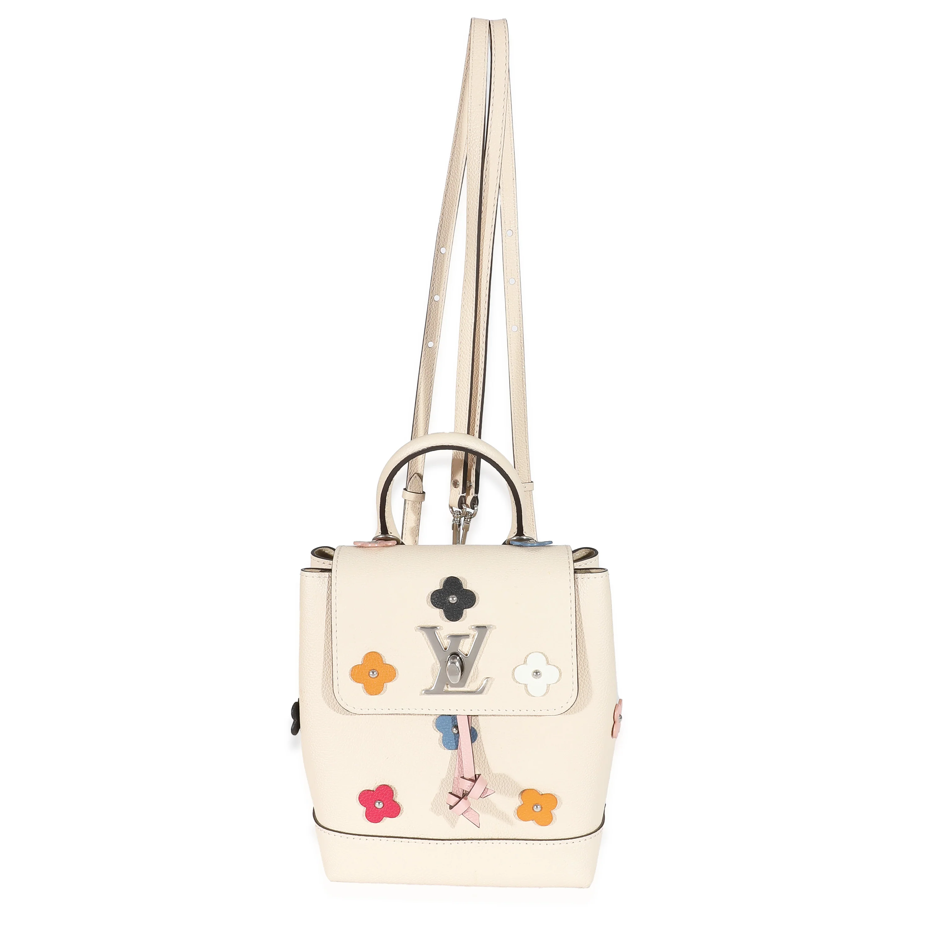 Louis Vuitton Creme Calfskin Mechanical Flower Lockme Mini Backpack - Image 7