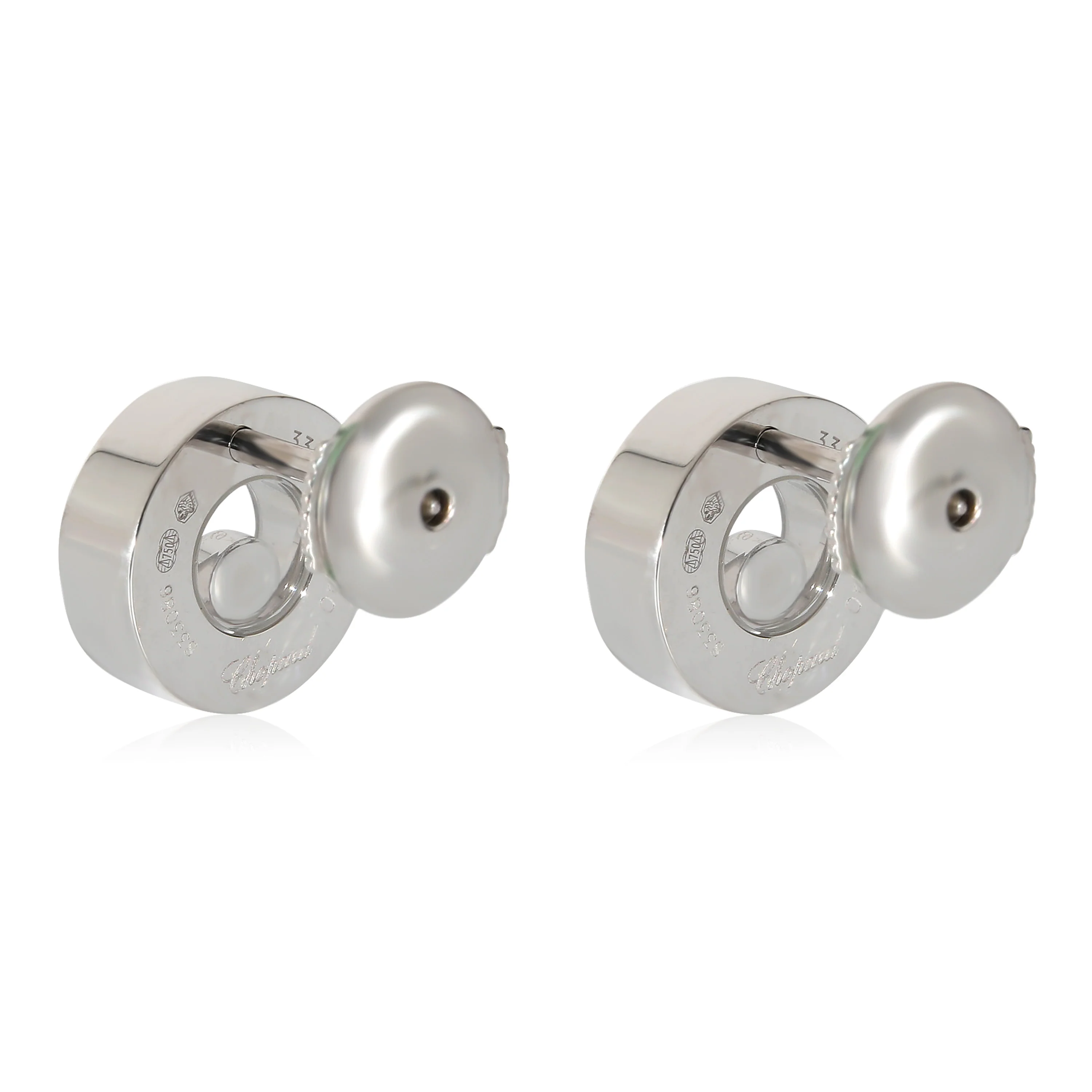 Chopard Happy Diamonds Round Stud Earrings in 18k White Gold 0.11 CTW - Image 3