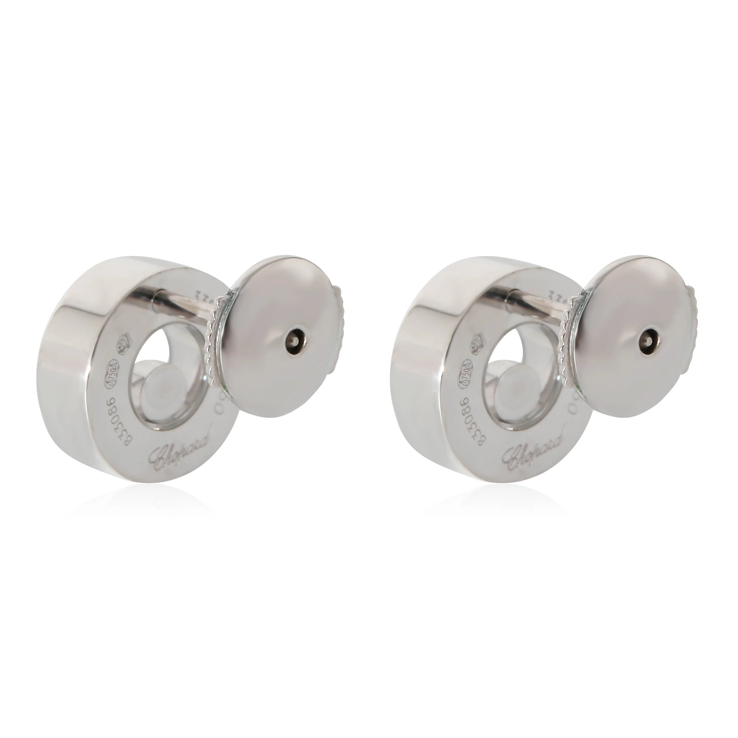 Chopard Happy Diamonds Round Stud Earrings in 18k White Gold 0.11 CTW - Image 4