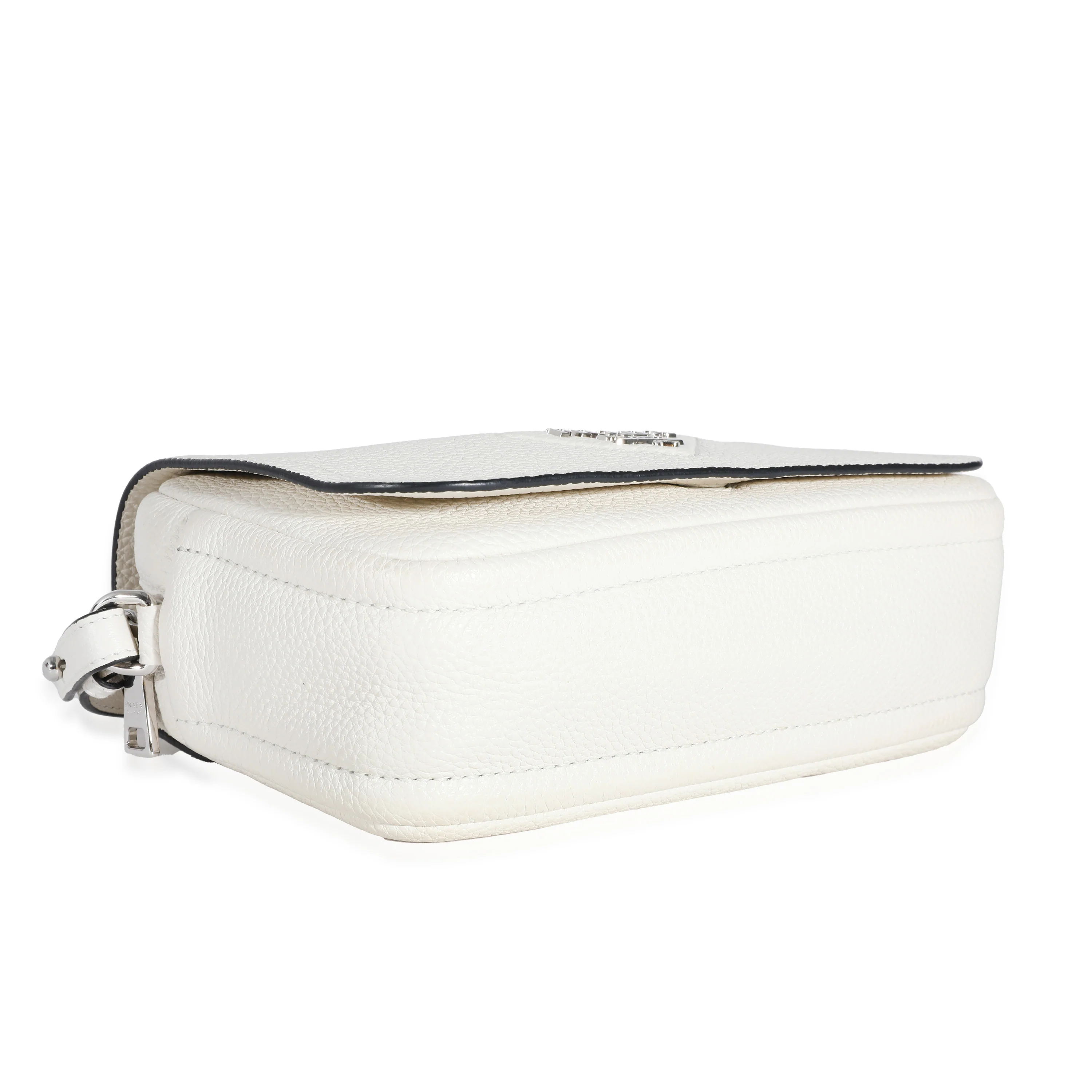White Vitello Daino Logo Crossbody Flap Bag - Image 6