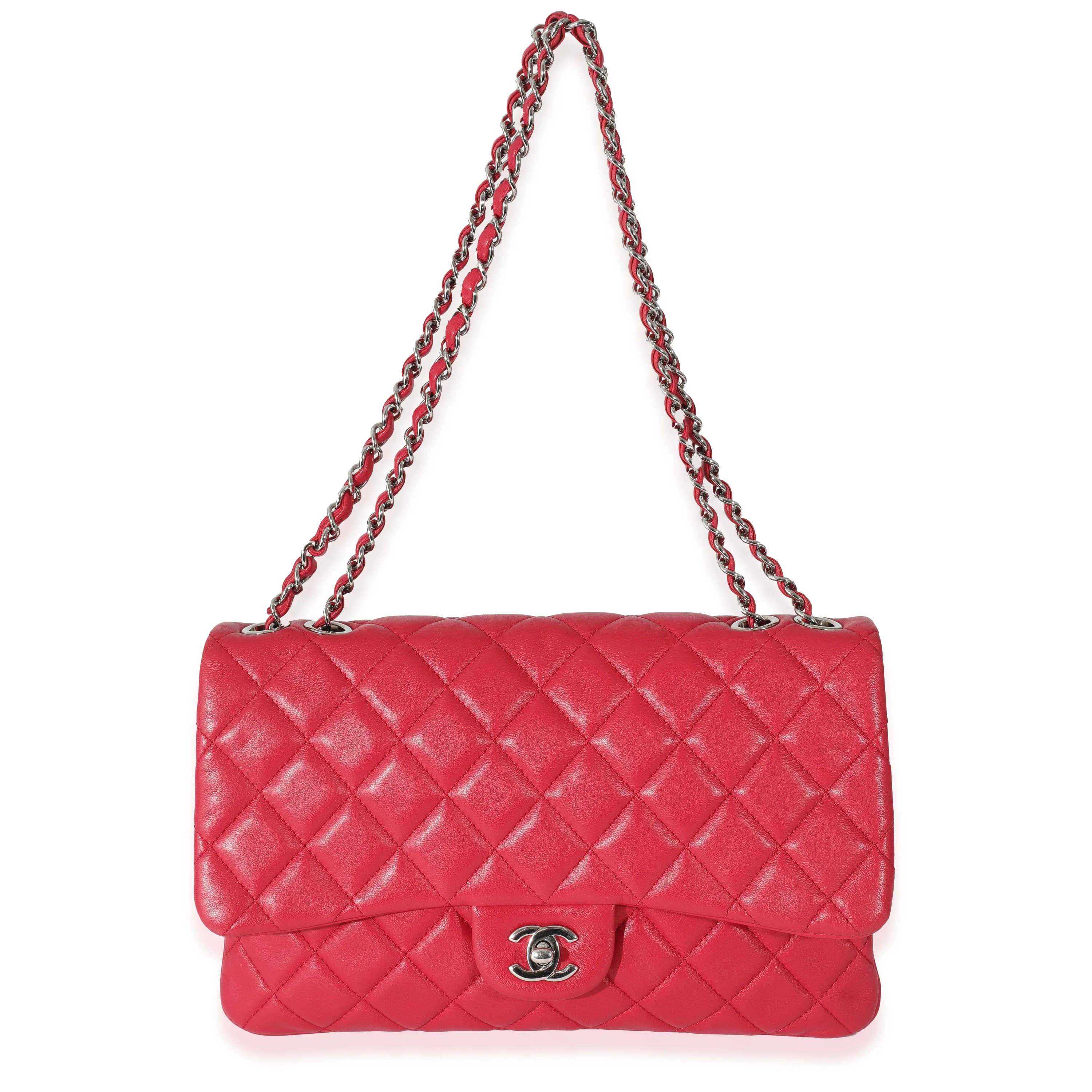 Chanel Pink Lambskin 3 Compartment Flap Bag - Image 4