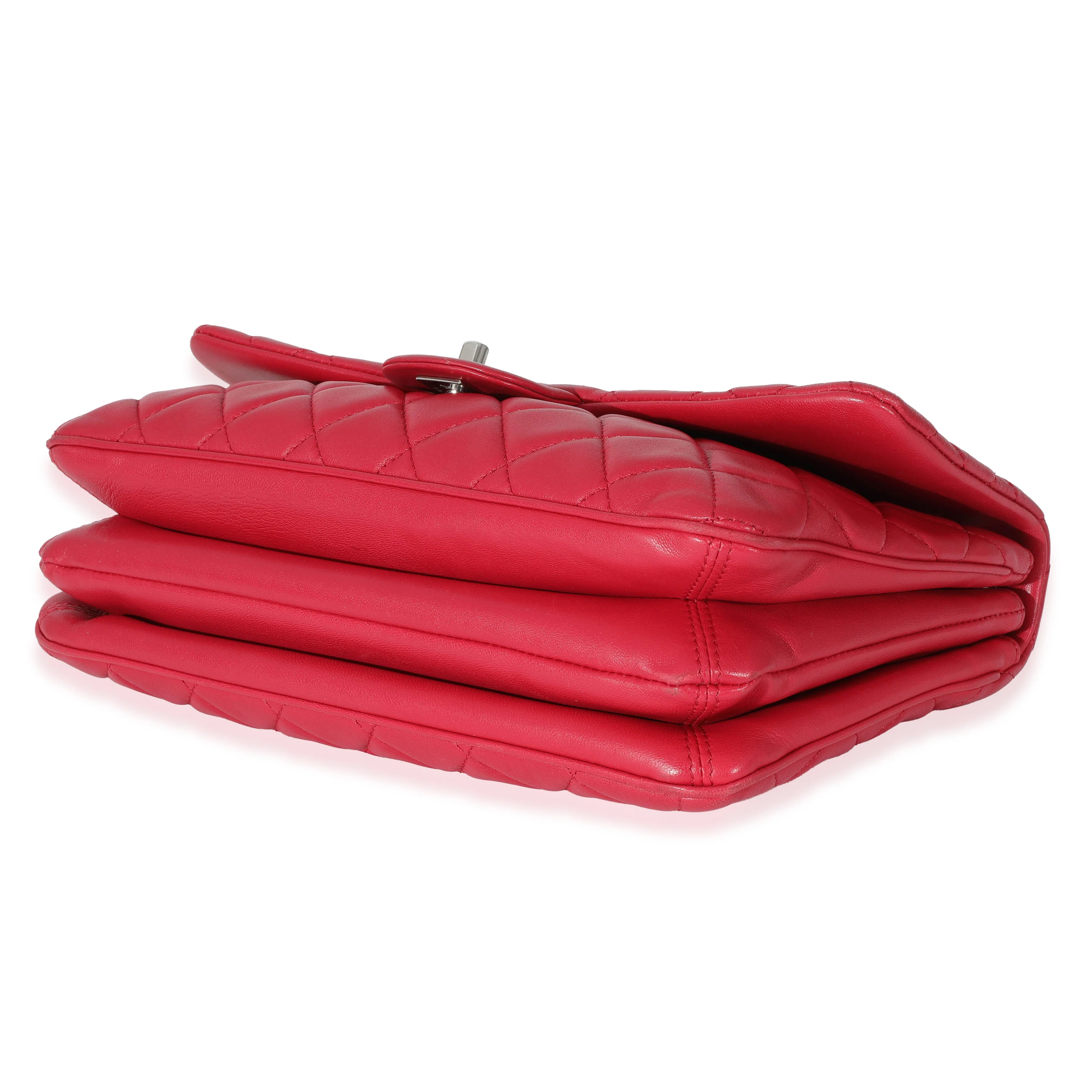 Chanel Pink Lambskin 3 Compartment Flap Bag - Image 7