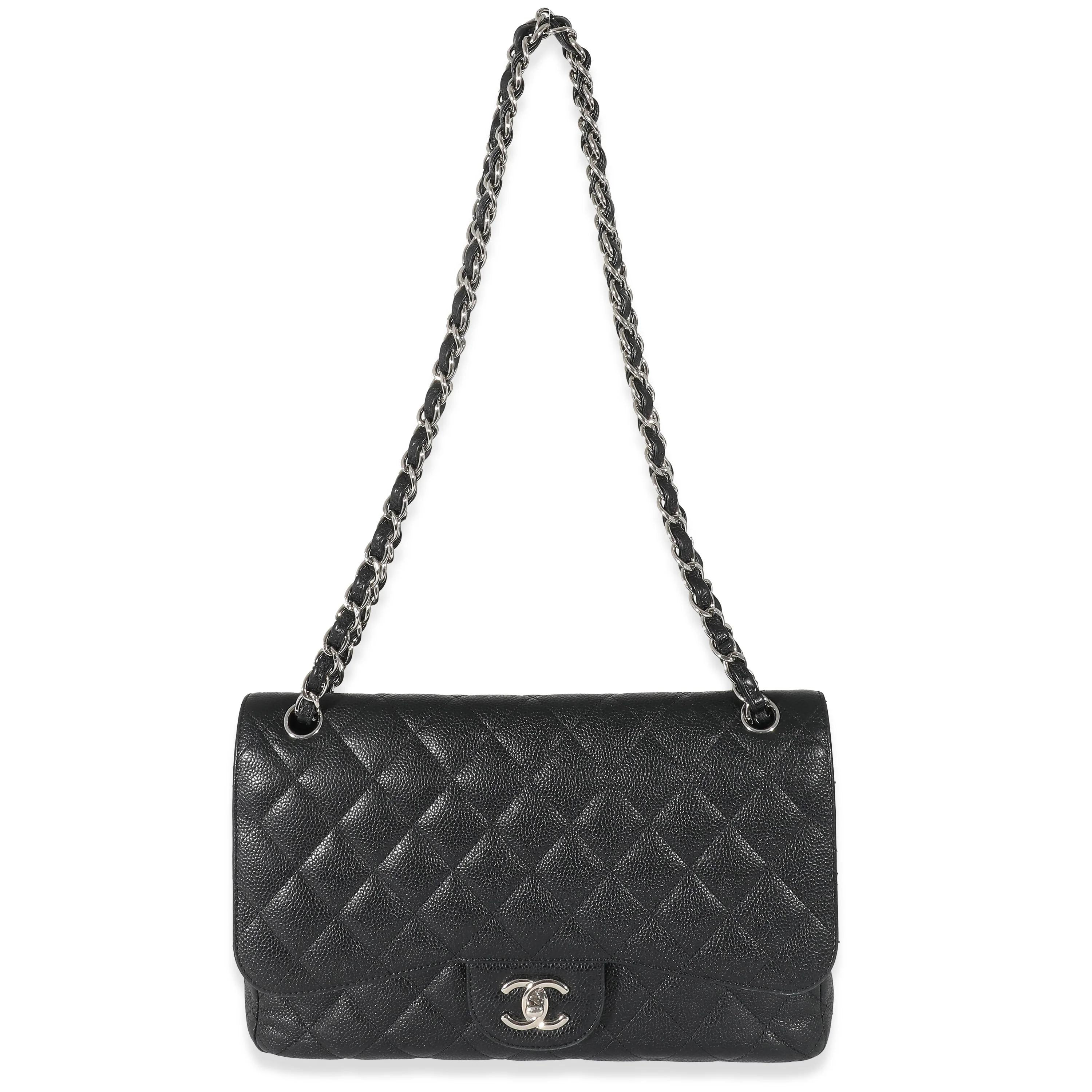 Chanel Black Caviar Jumbo Classic Double Flap Bag - Image 6